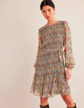 Mini-robe plissée-Multi, motif Carnation Garden