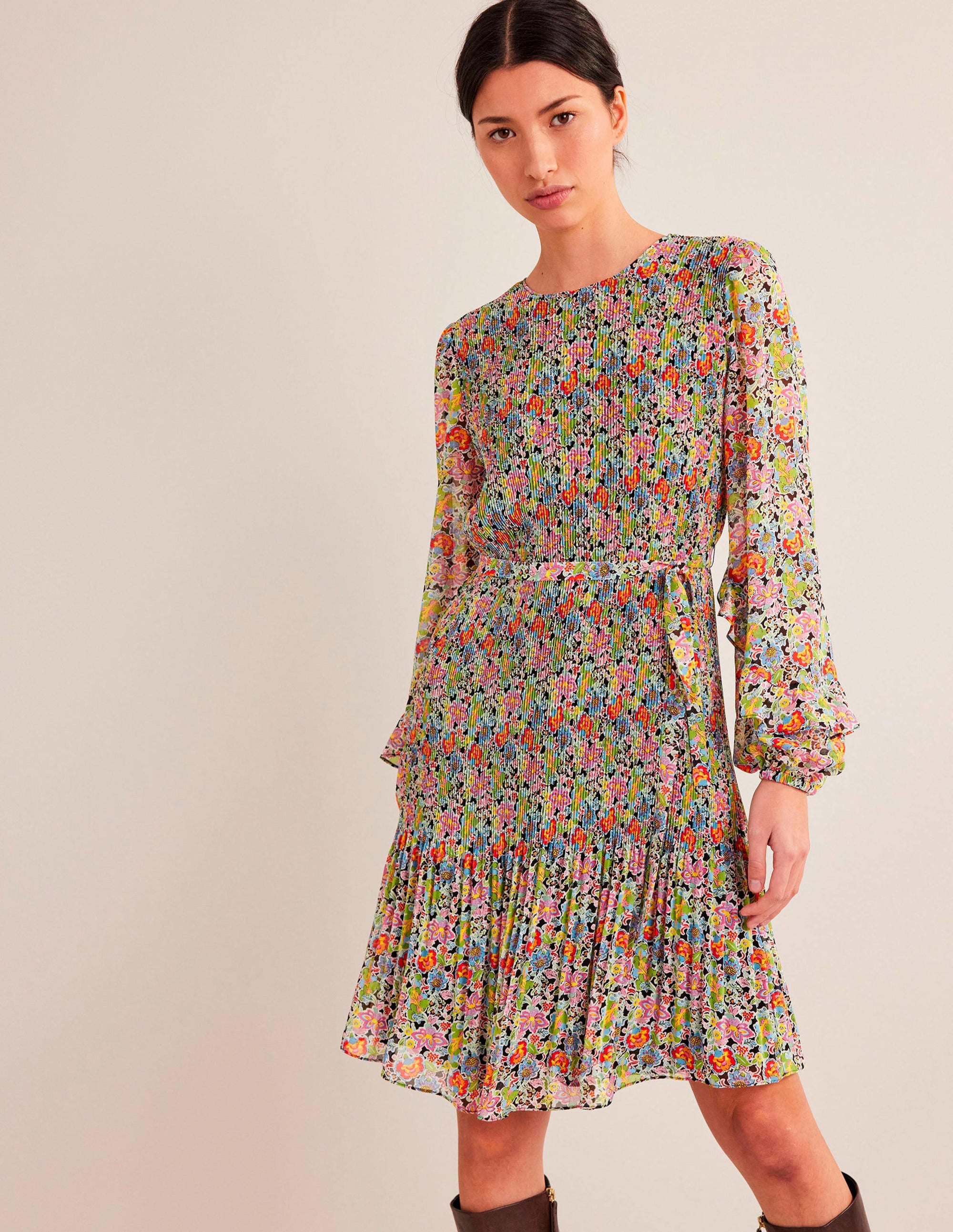 Mini-robe plissée-Multi, motif Carnation Garden - Image 1