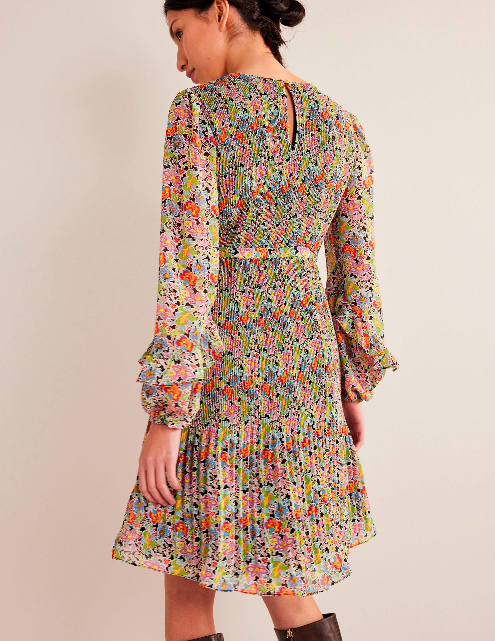 Mini-robe plissée-Multi, motif Carnation Garden - Image 3