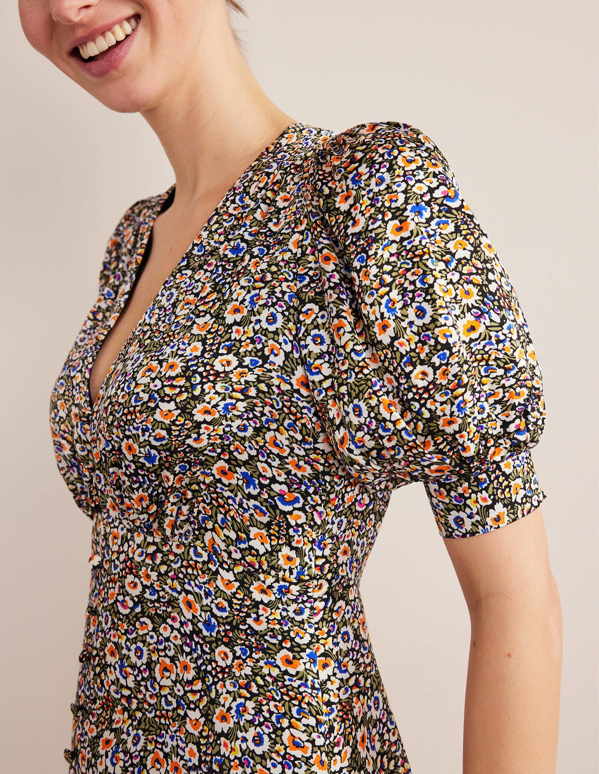 Satin Midi Tea Dress-Multi, Eden Bloom-2