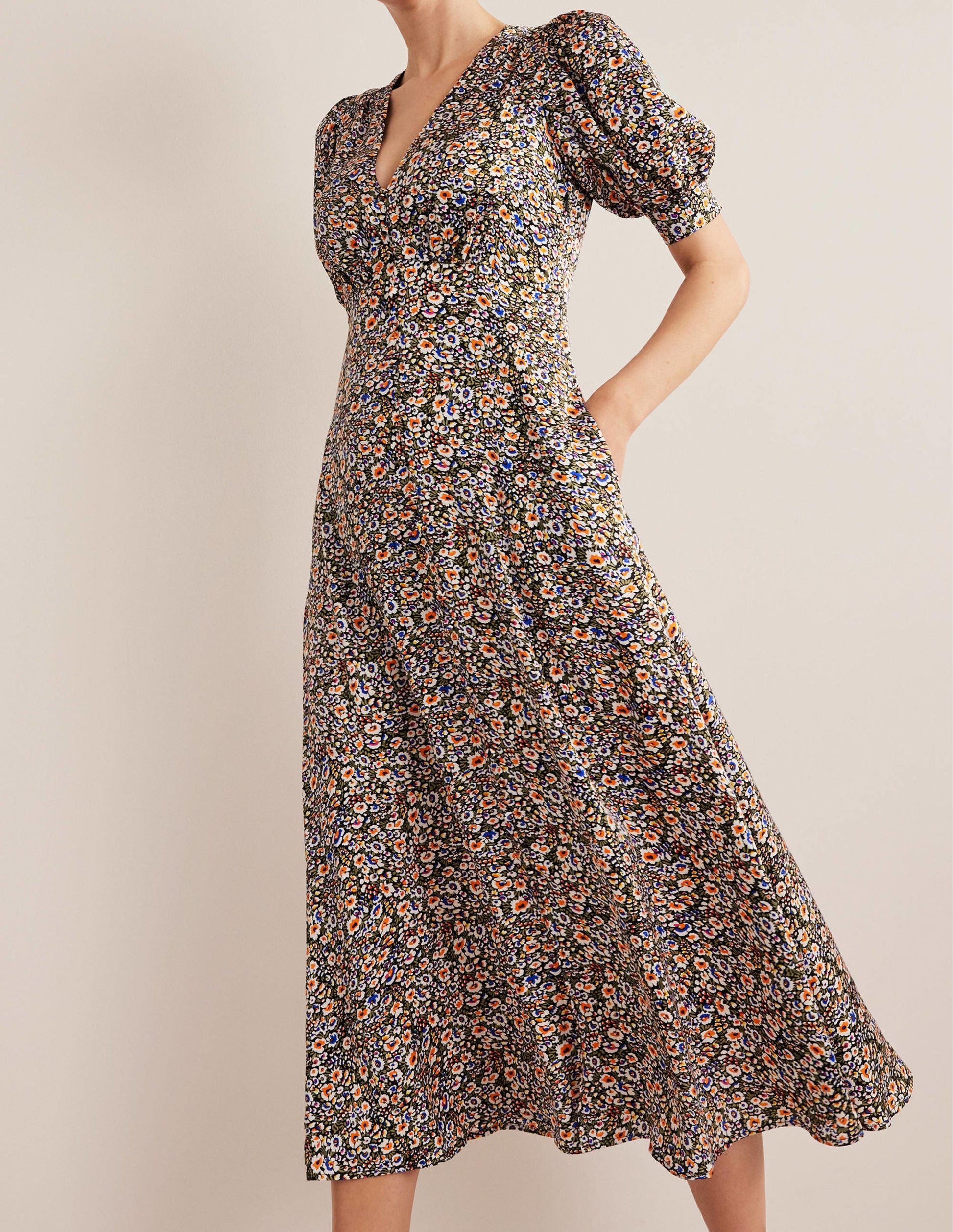 Satin Midi Tea Dress-Multi, Eden Bloom-4
