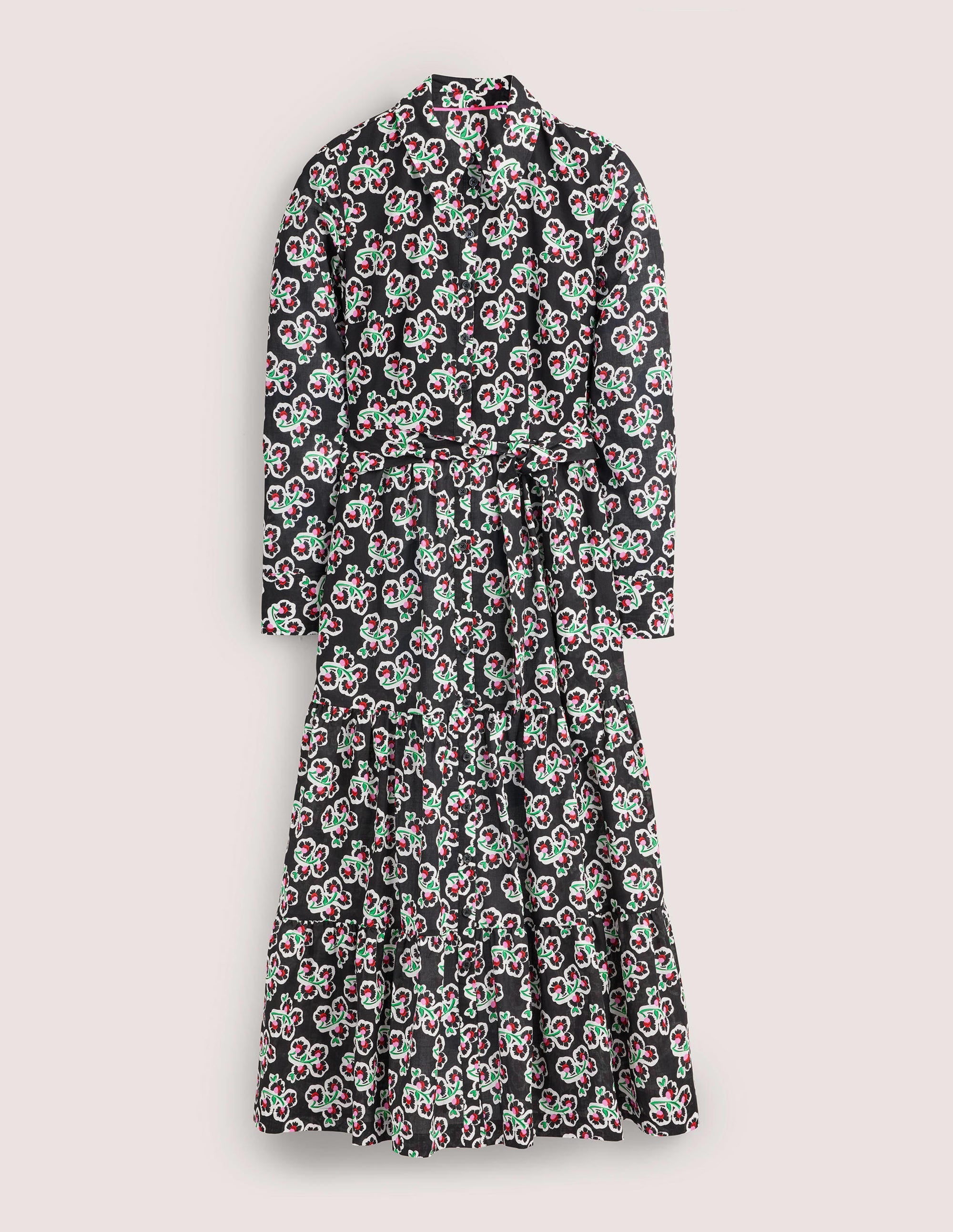 Robe-chemise midi Flo en coton-Noir, motif Petal Blossom - Image 6