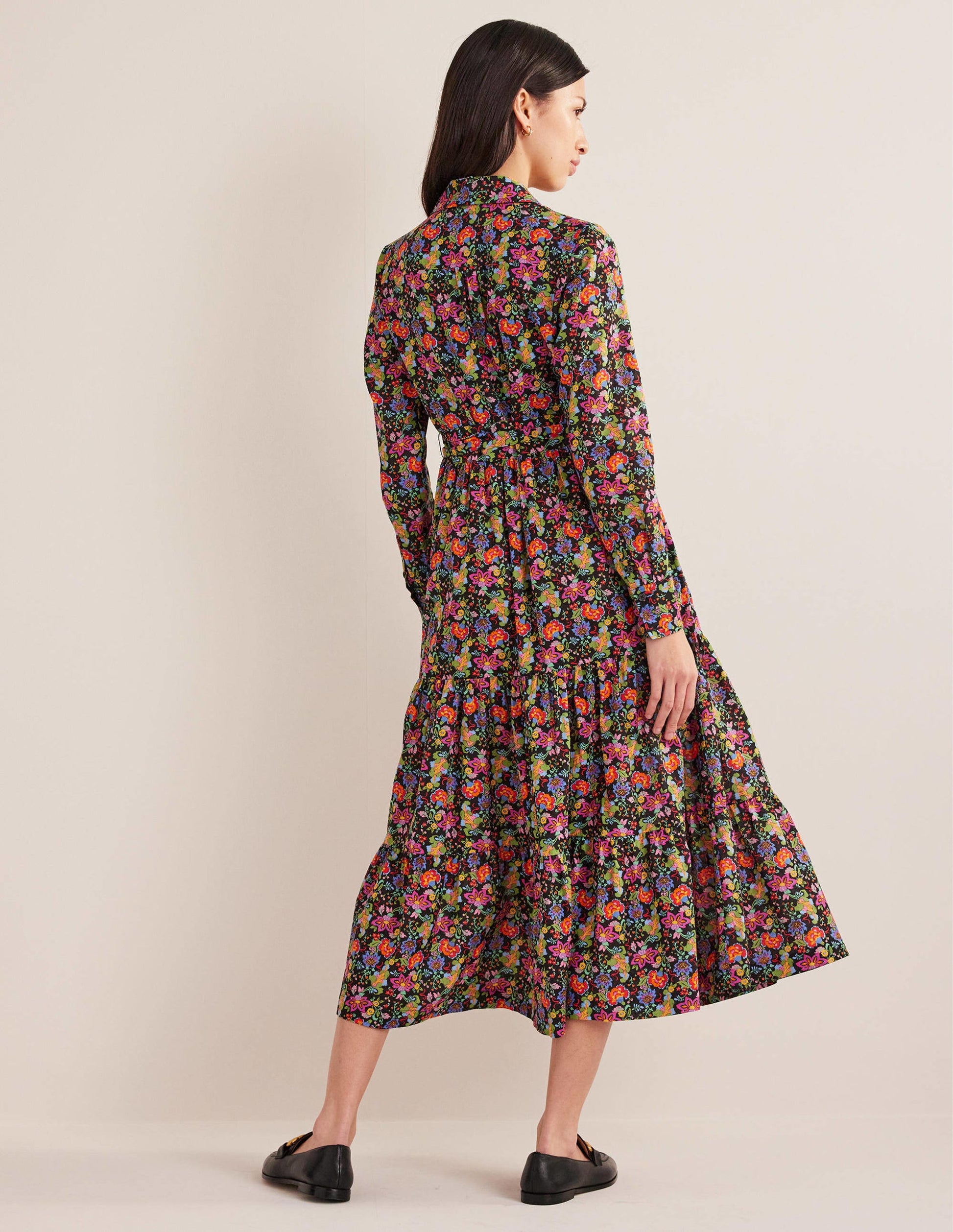 Flo Midi-Hemdblusenkleid aus Baumwolle-Schwarz, Nelkengarten-3