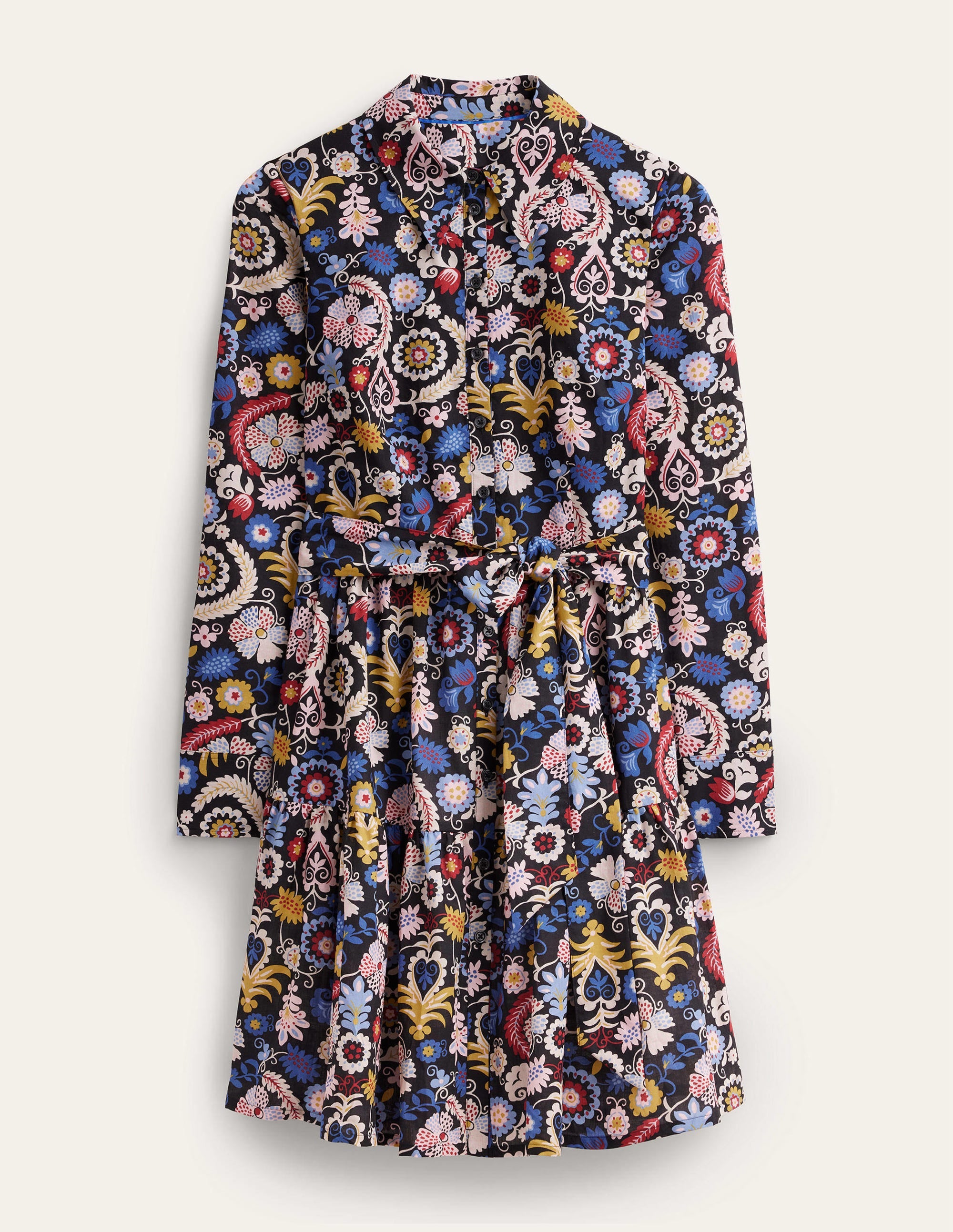 Mini-Hemdblusenkleid mit Stufen aus Baumwolle-Bunt, Tropencharme - Image 5