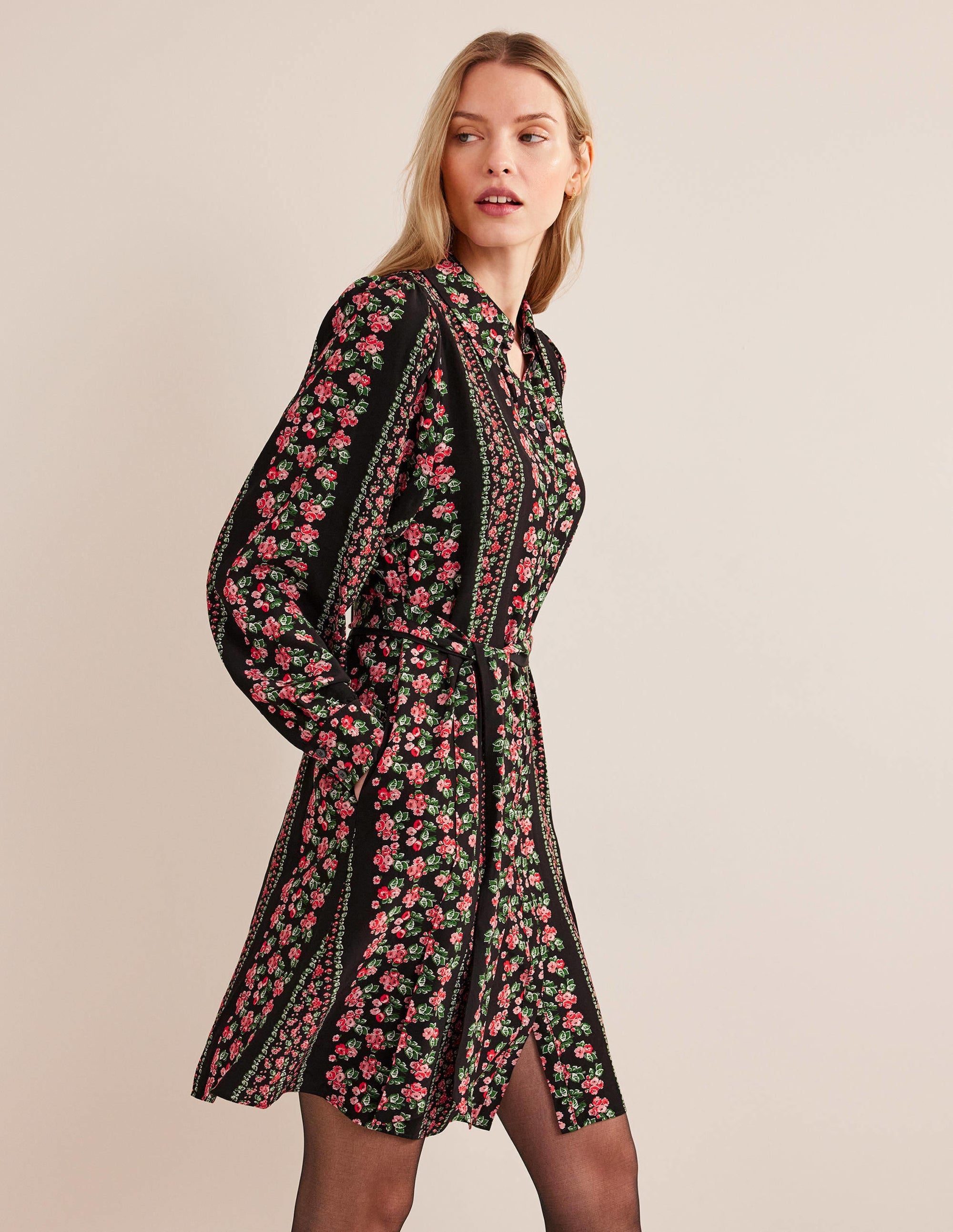Mini-Hemdblusenkleid-Schwarz, Diamantrosa - Image 1