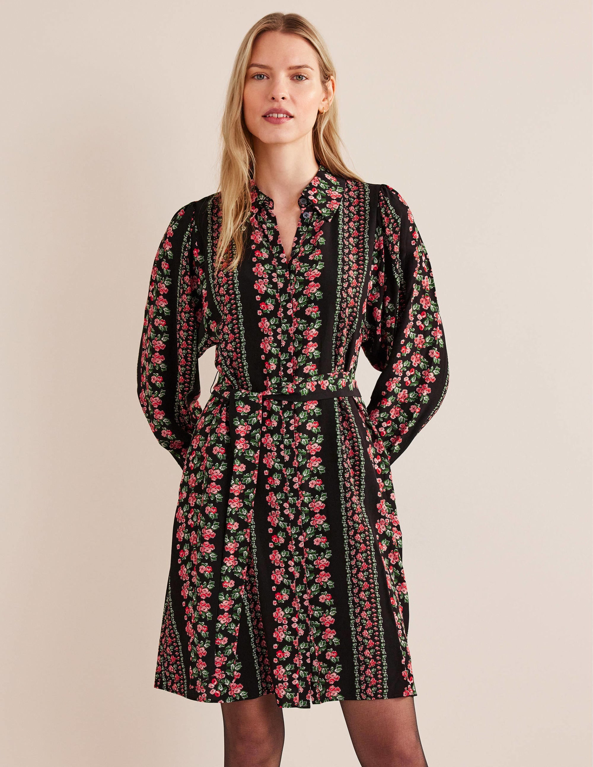 Mini-Hemdblusenkleid-Schwarz, Diamantrosa - Image 4