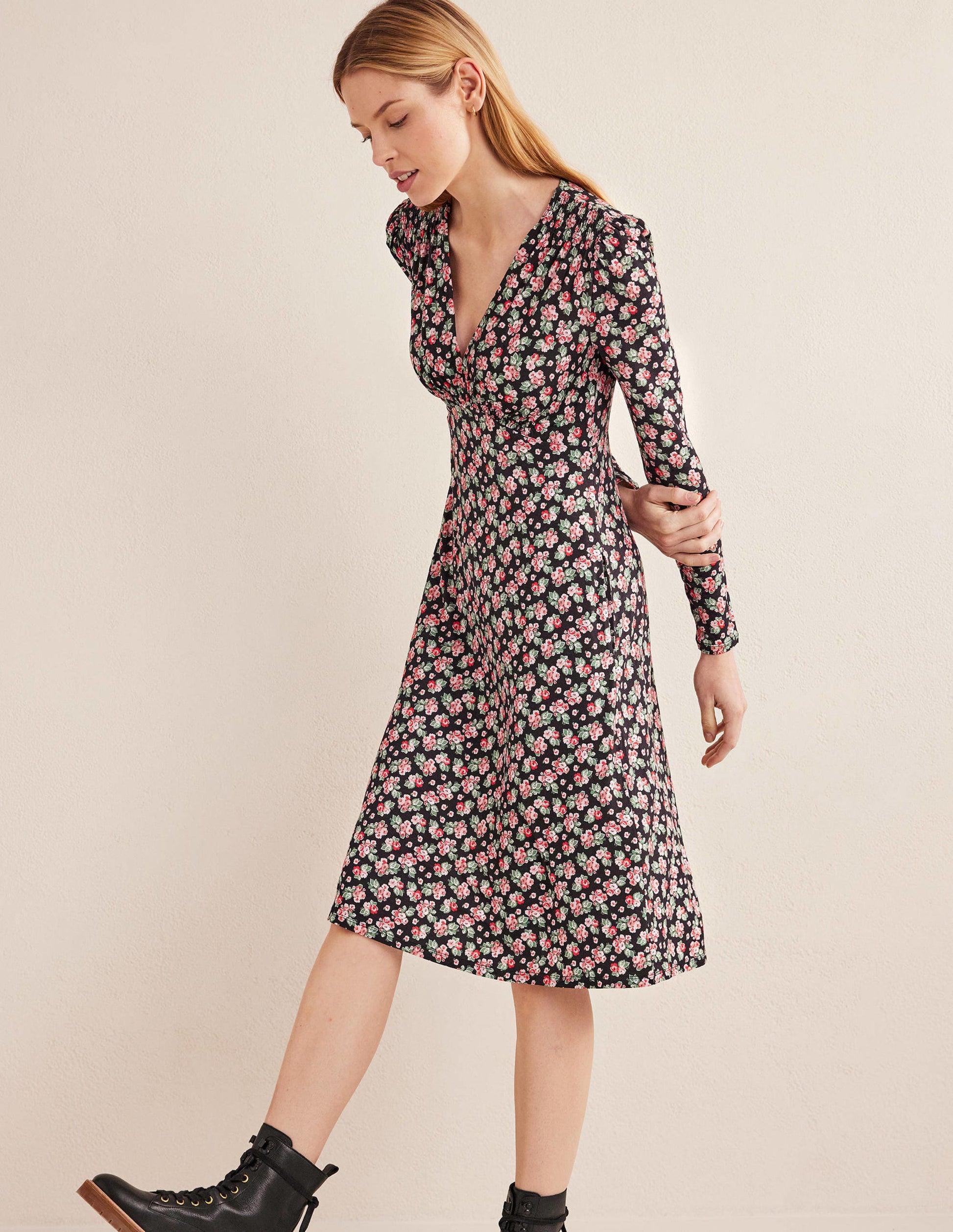 Jersey-Minikleid-Schwarz, Diamantrosa-1