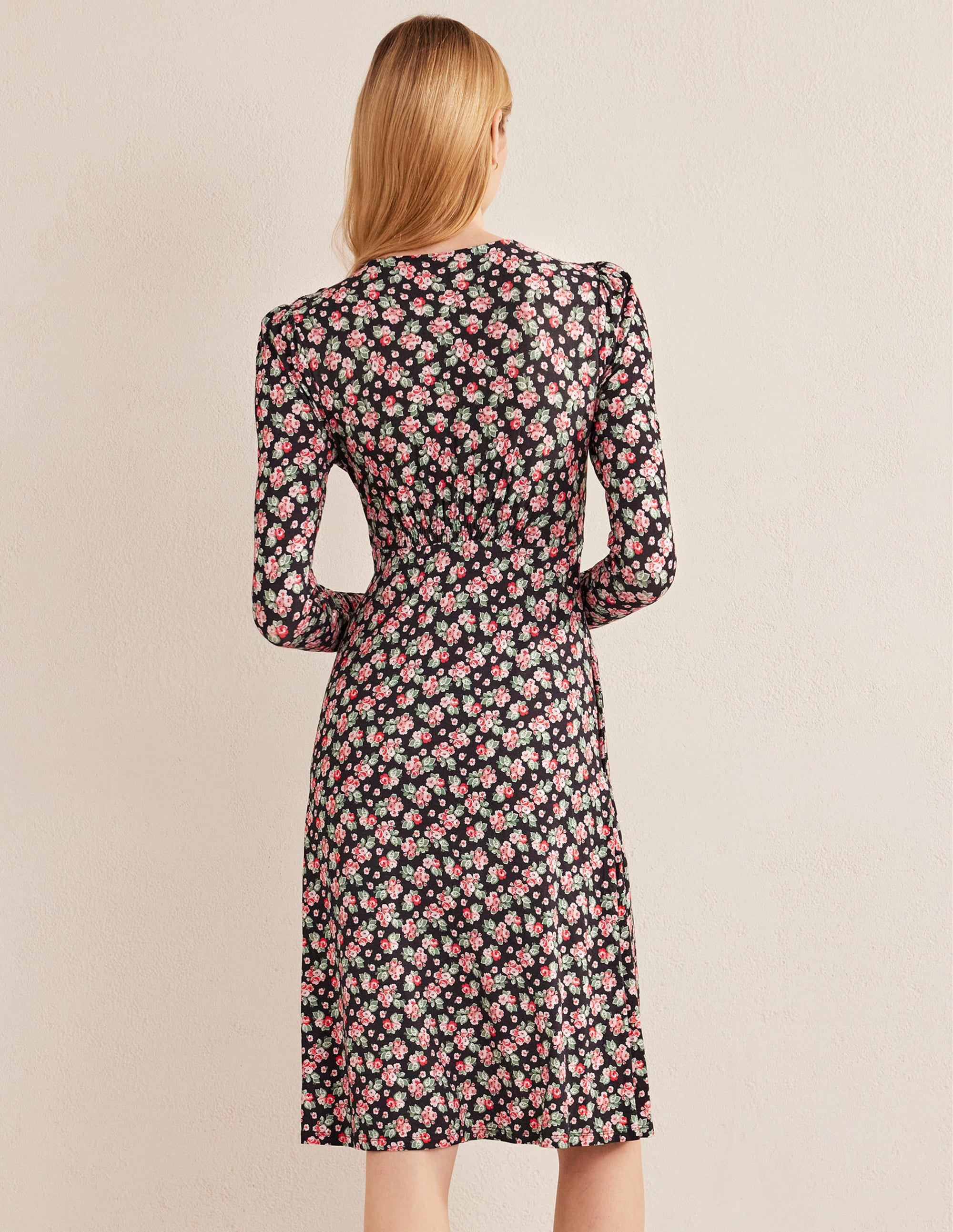 Jersey-Minikleid-Schwarz, Diamantrosa - Image 3
