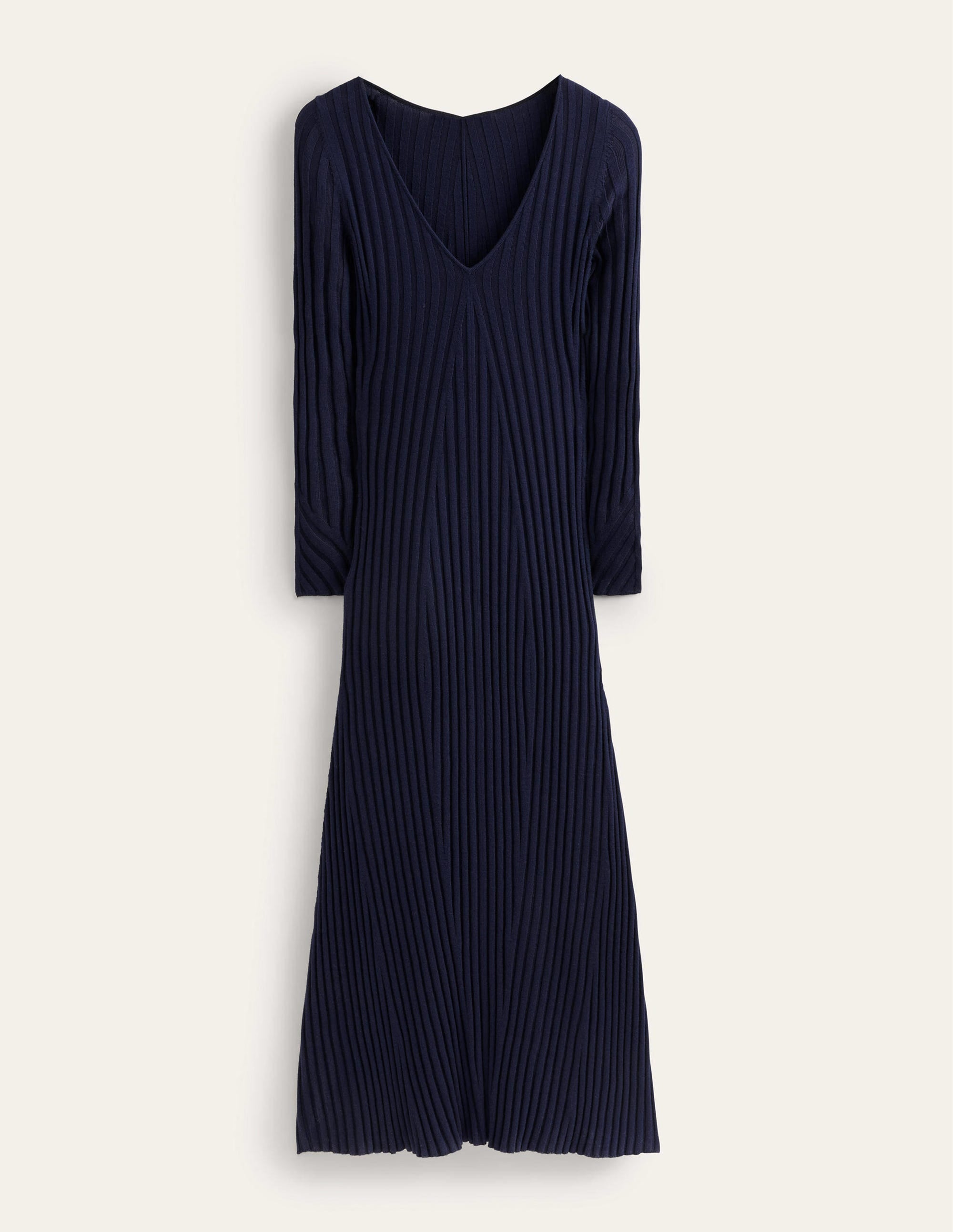 Geripptes Maxi-Strickkleid-Marineblau - Image 8
