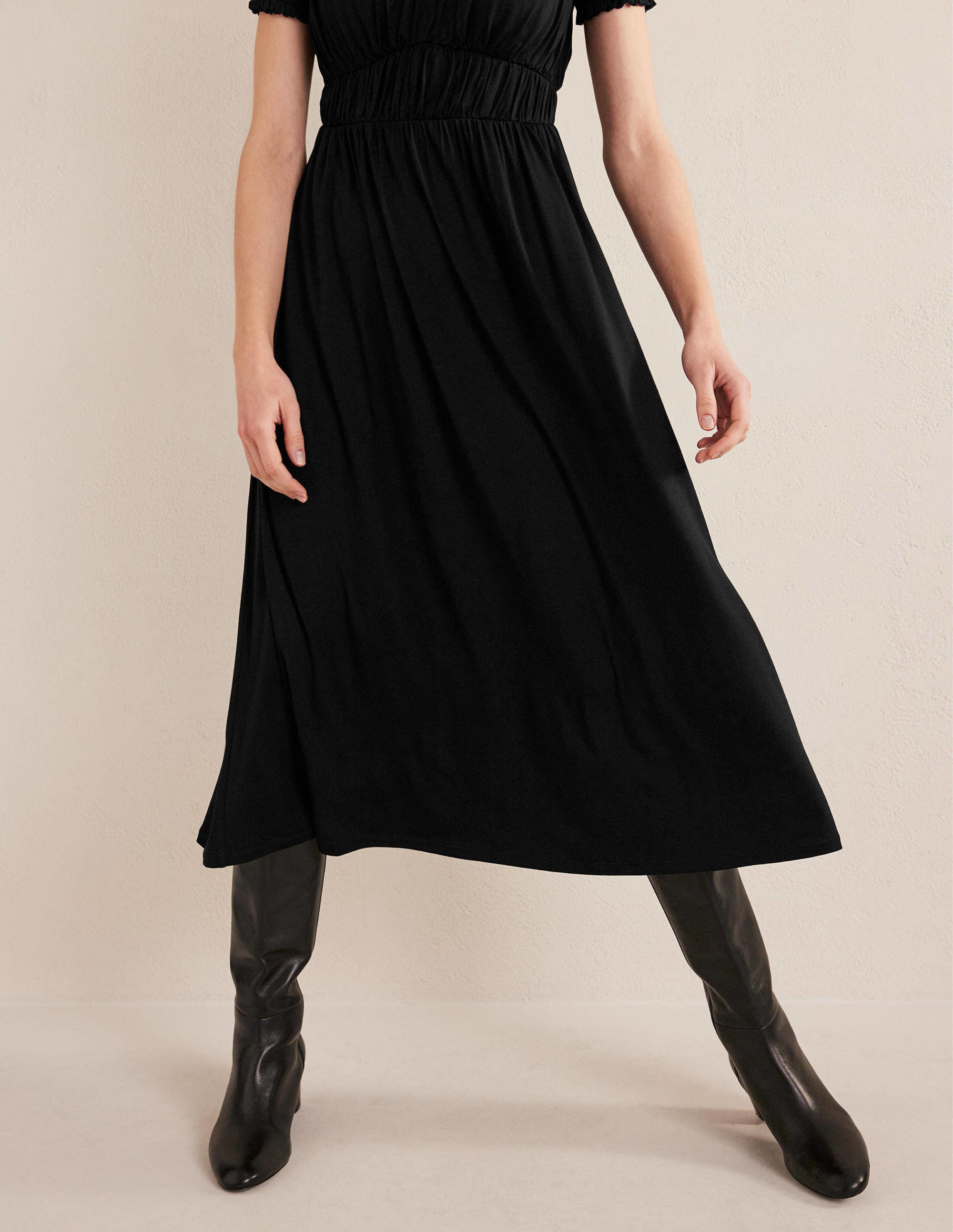 Robe midi style 40s Rosanna en jersey-Noir - Image 4
