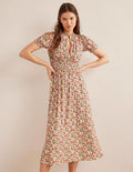 Rosanna Midi-Teekleid aus Jersey-Bunt, Gemaltes Blumenmuster