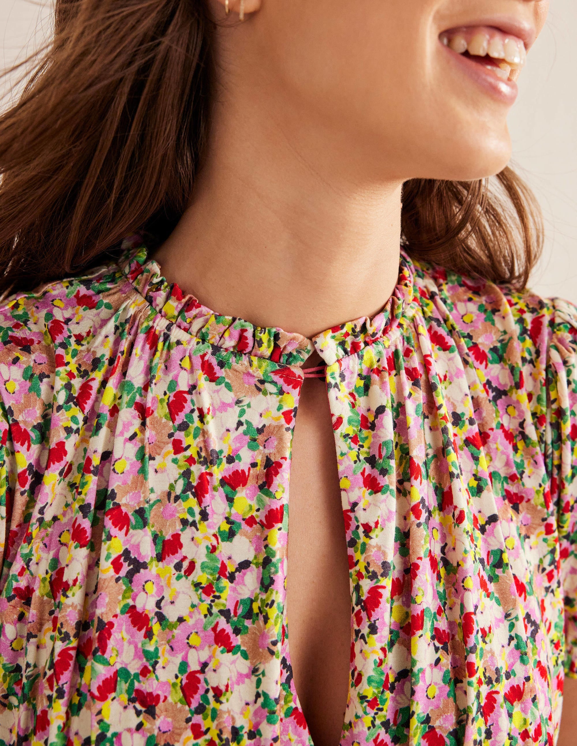 Rosanna Midi-Teekleid aus Jersey-Bunt, Gemaltes Blumenmuster - Image 2