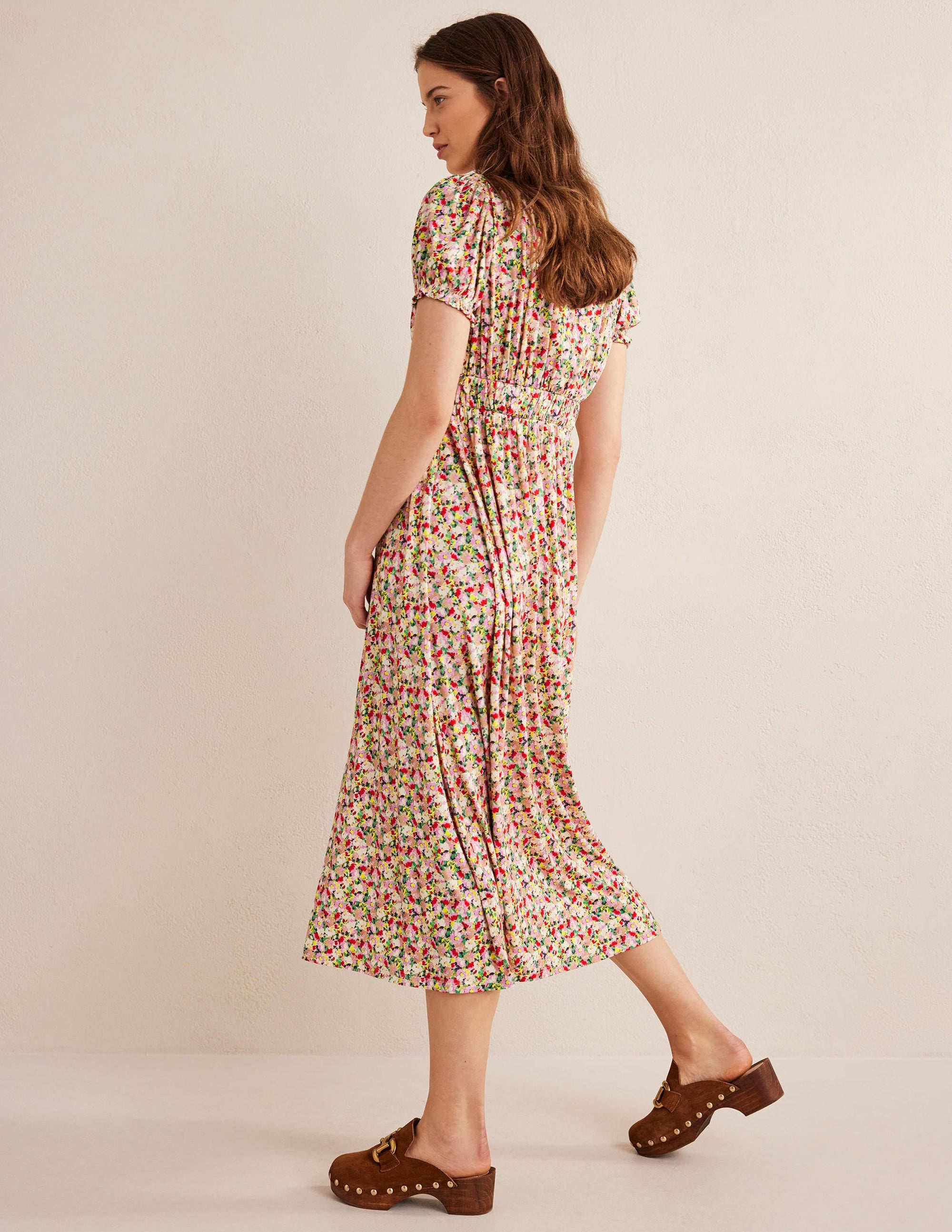 Rosanna Midi-Teekleid aus Jersey-Bunt, Gemaltes Blumenmuster - Image 3