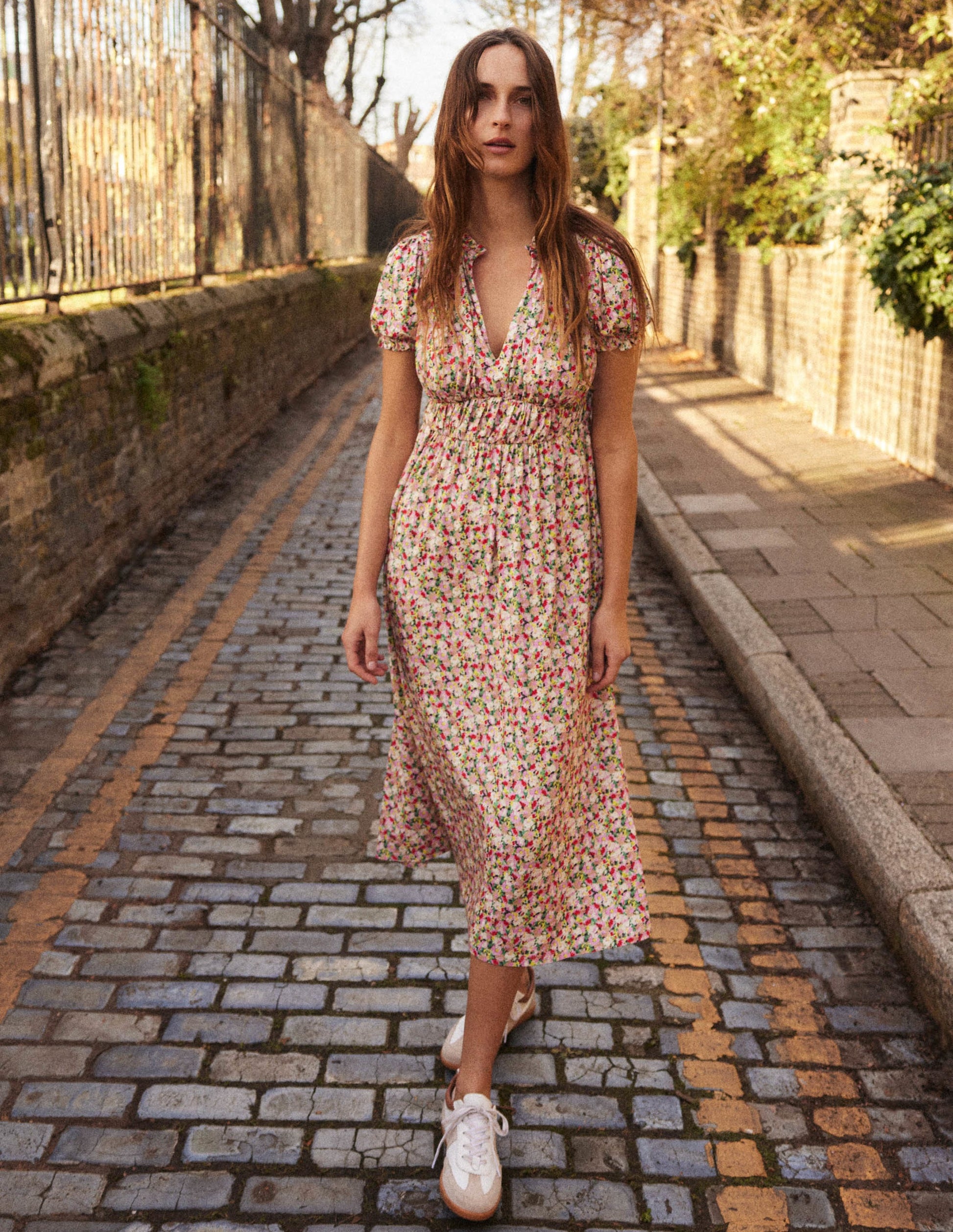 Rosanna Midi-Teekleid aus Jersey-Bunt, Gemaltes Blumenmuster-6