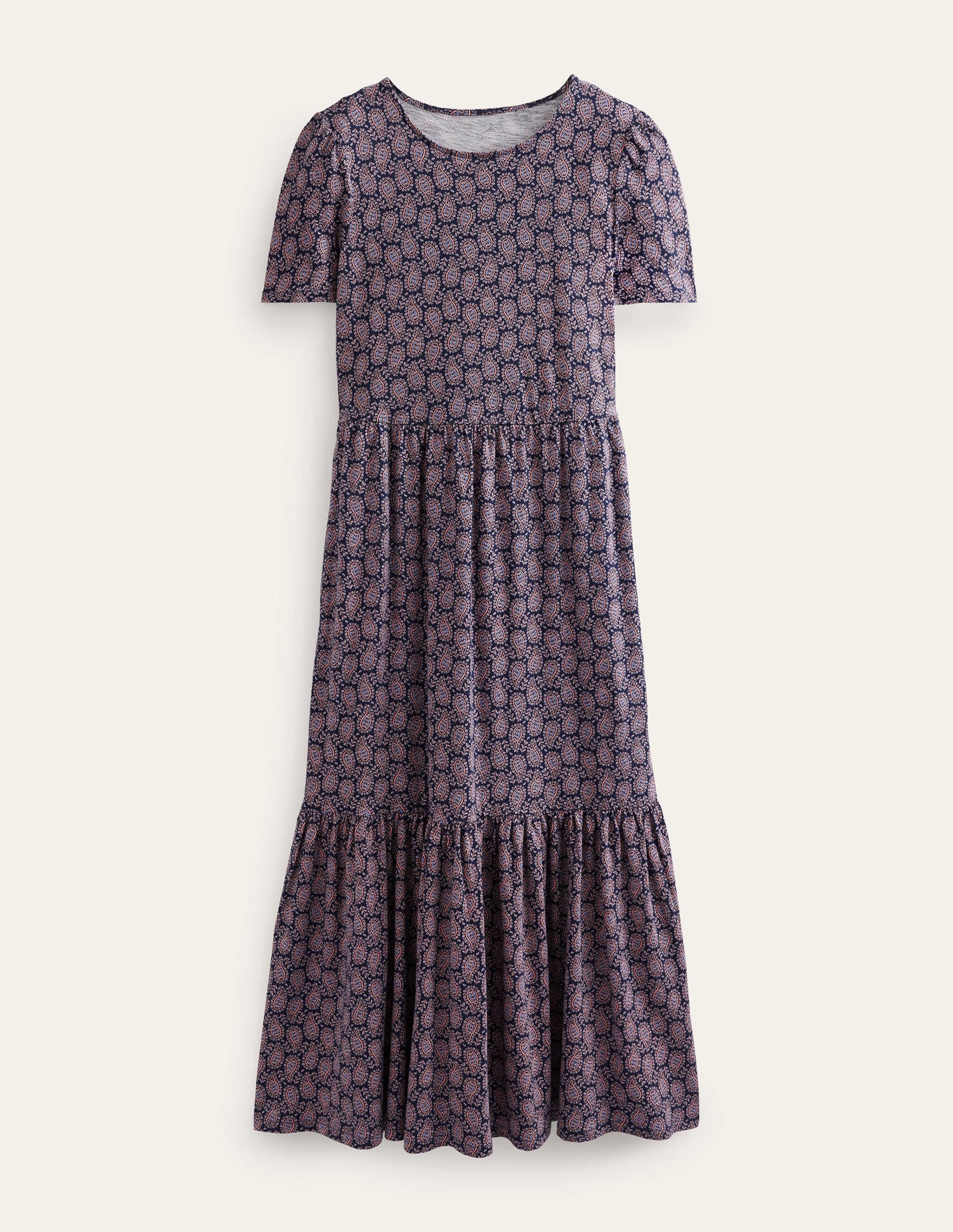 Robe midi Emma en jersey à volants-Bleu marine foncé, motif Paisley Heart - Image 5