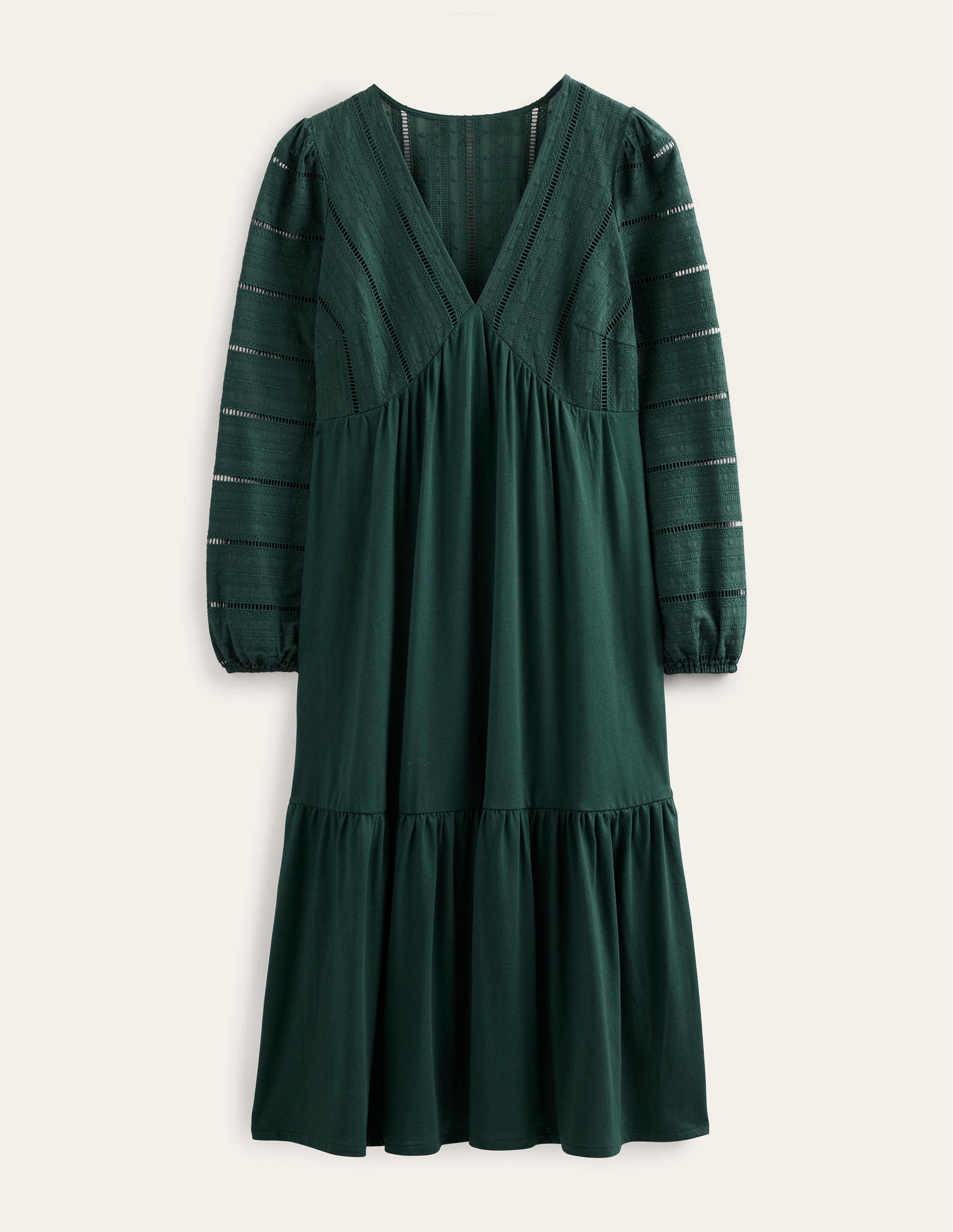 Midikleid aus einer Webmischung-Dunkles Smaragdgrün - Image 2