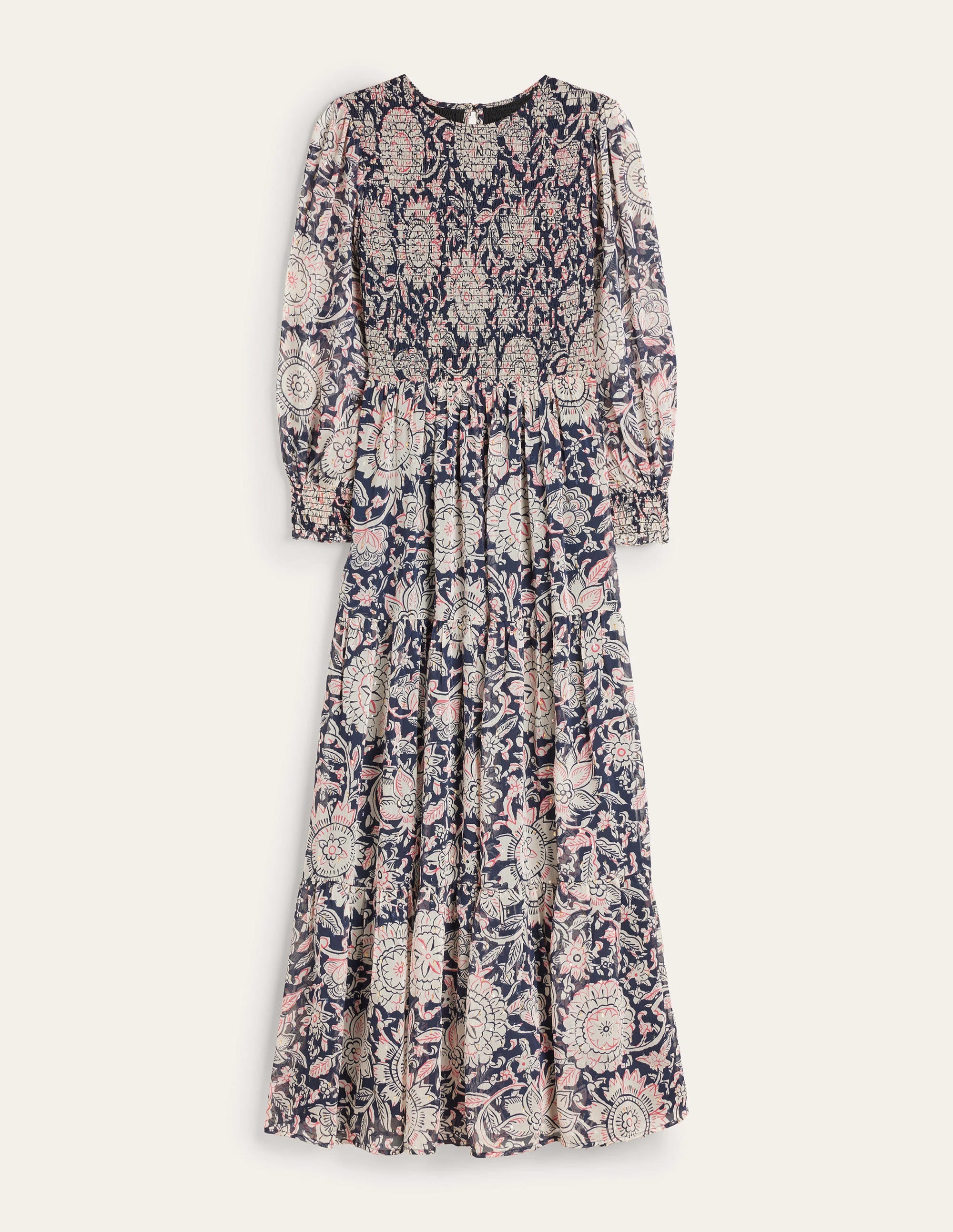 Robe longue métallisée à smocks-Popcorn, motif Floral Tapestry - Image 6