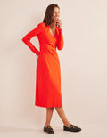 Column Jersey Midi Tea Dress-Red Alert