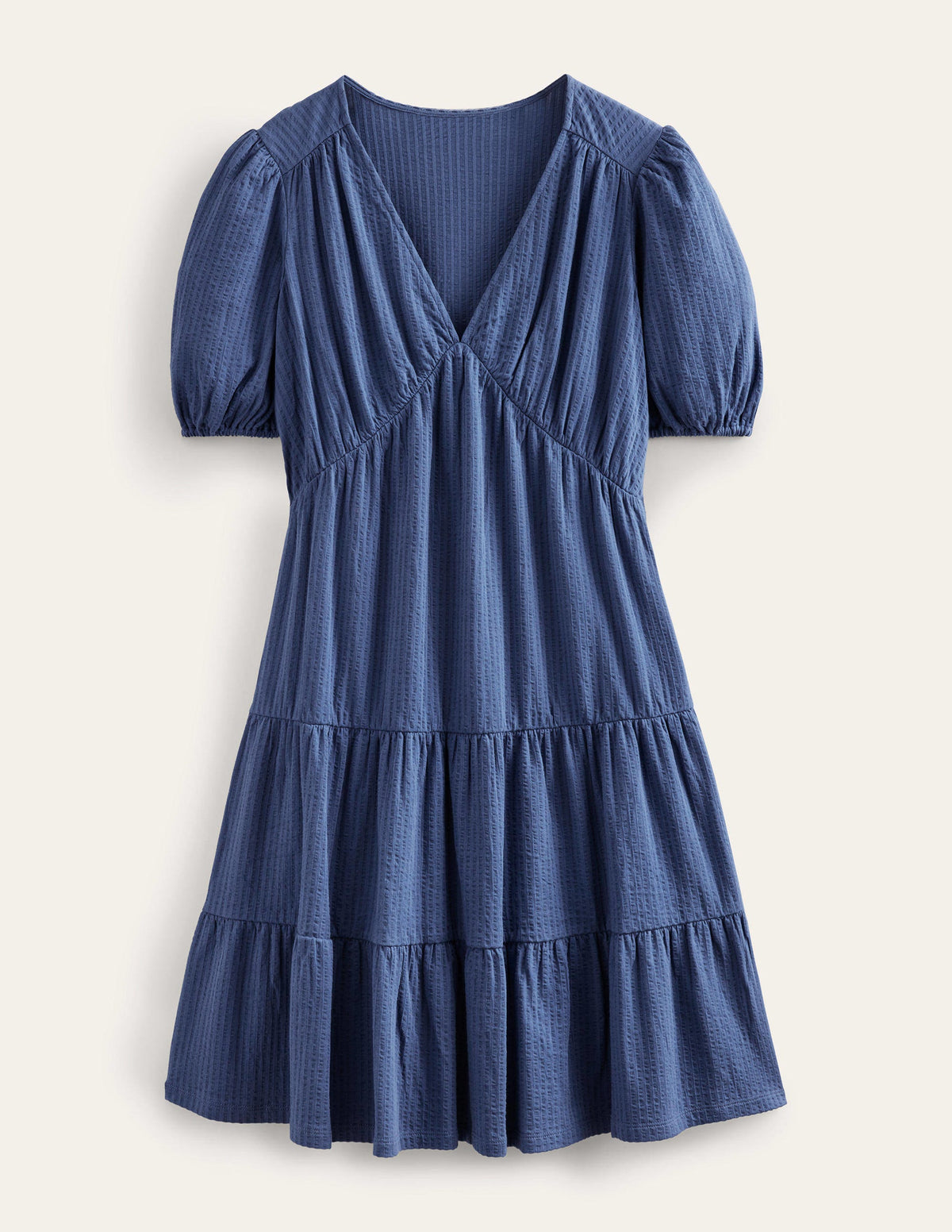 Kleid aus Jersey-Seersucker-Klassisches Navy - Image 5