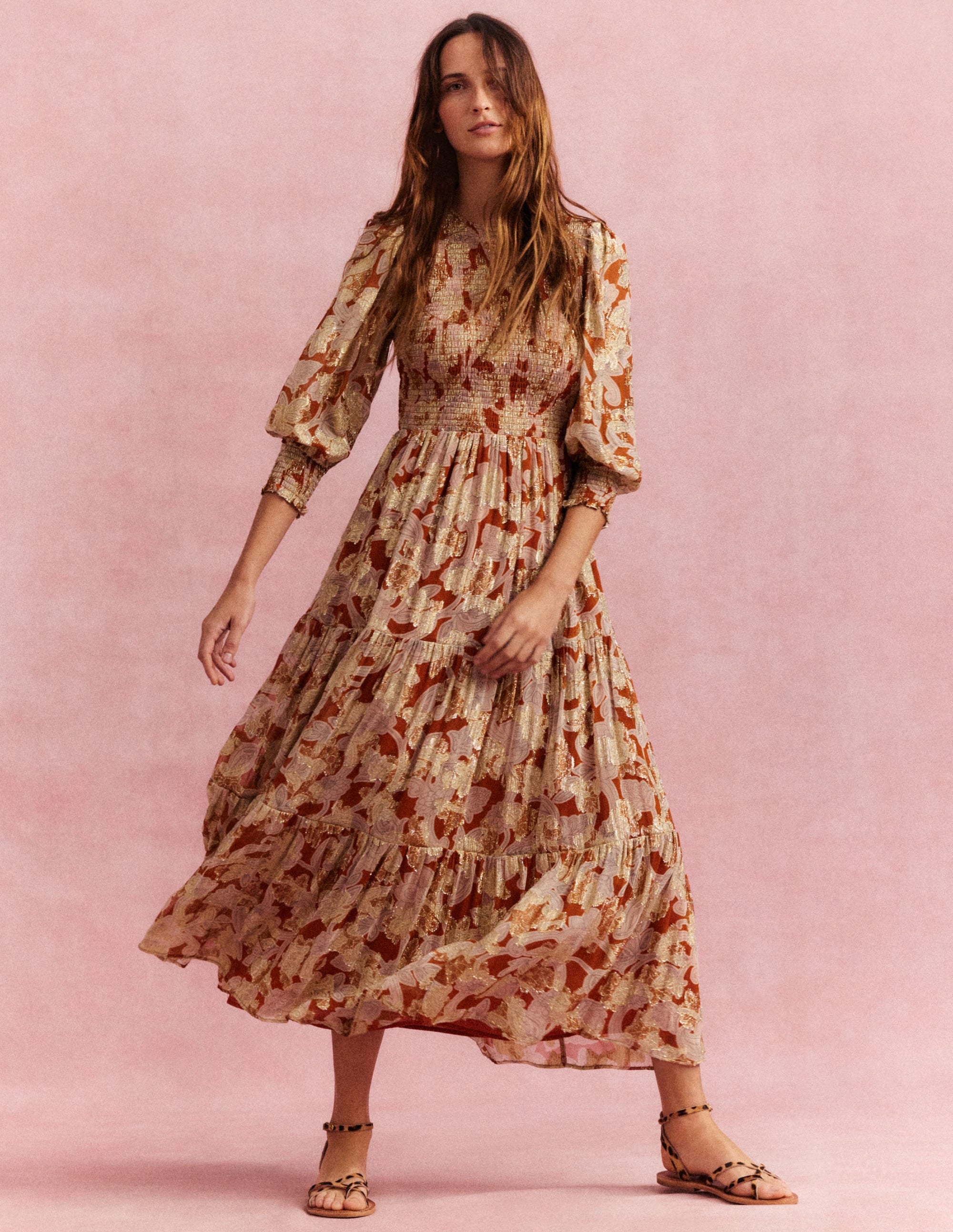 Robe en jacquard avec corsage à smocks-Rouille, motif Paisley Whirl - Image 5