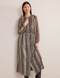 Robe midi métallisée à volants-Multi, motif Carnation Bloom
