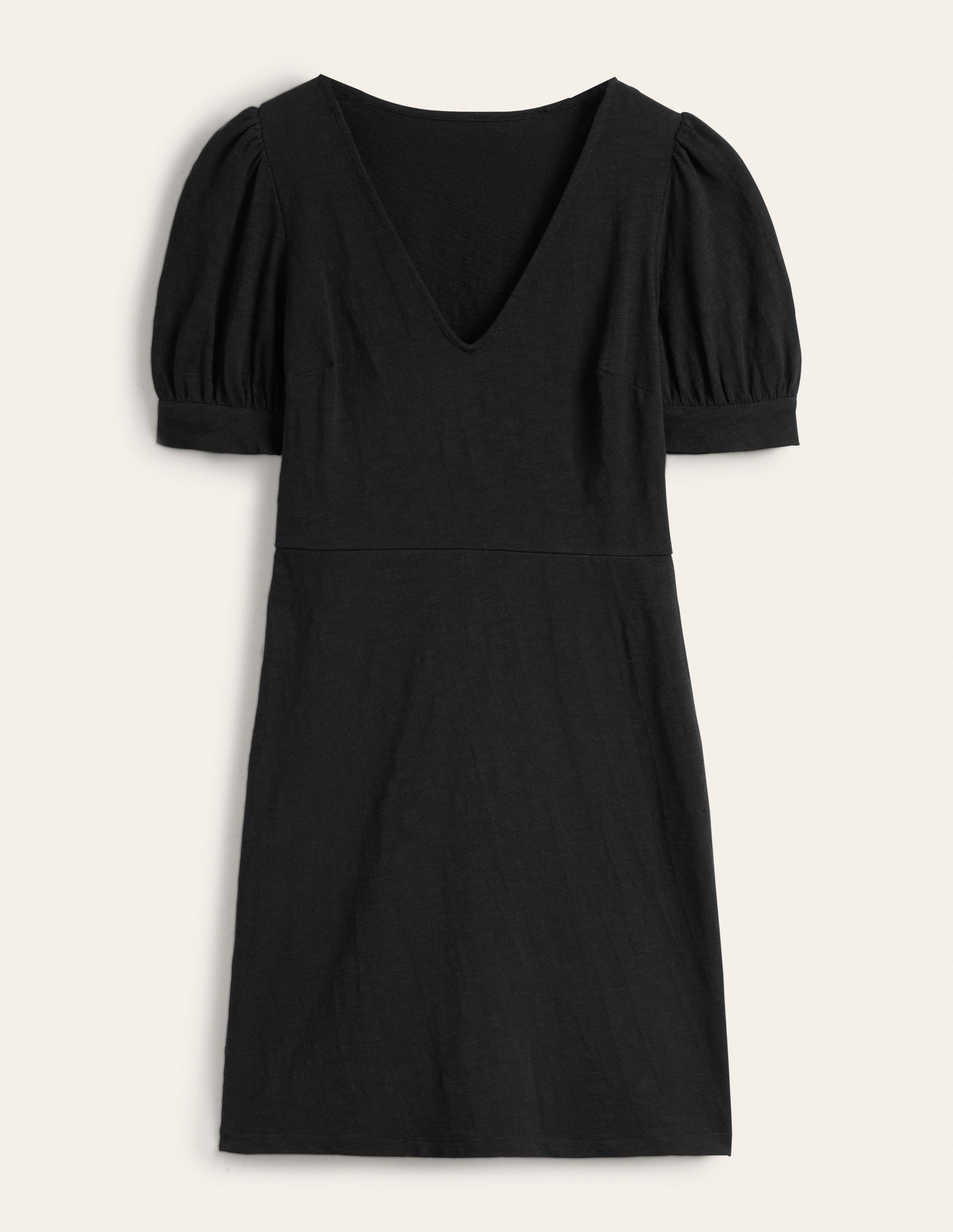 Jerseyminikleid mit V-Ausschnitt-Schwarz-5