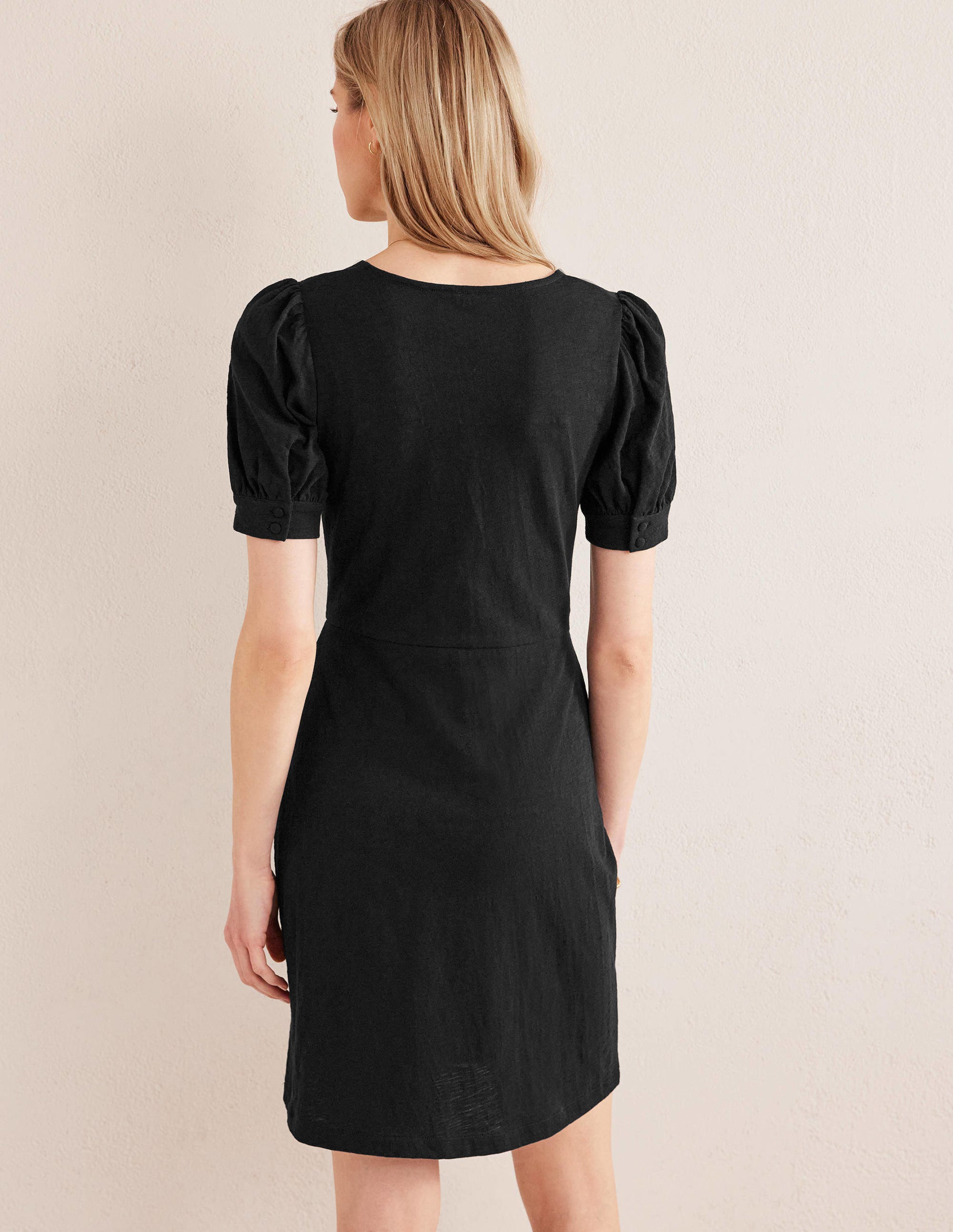 Jerseyminikleid mit V-Ausschnitt-Schwarz - Image 3