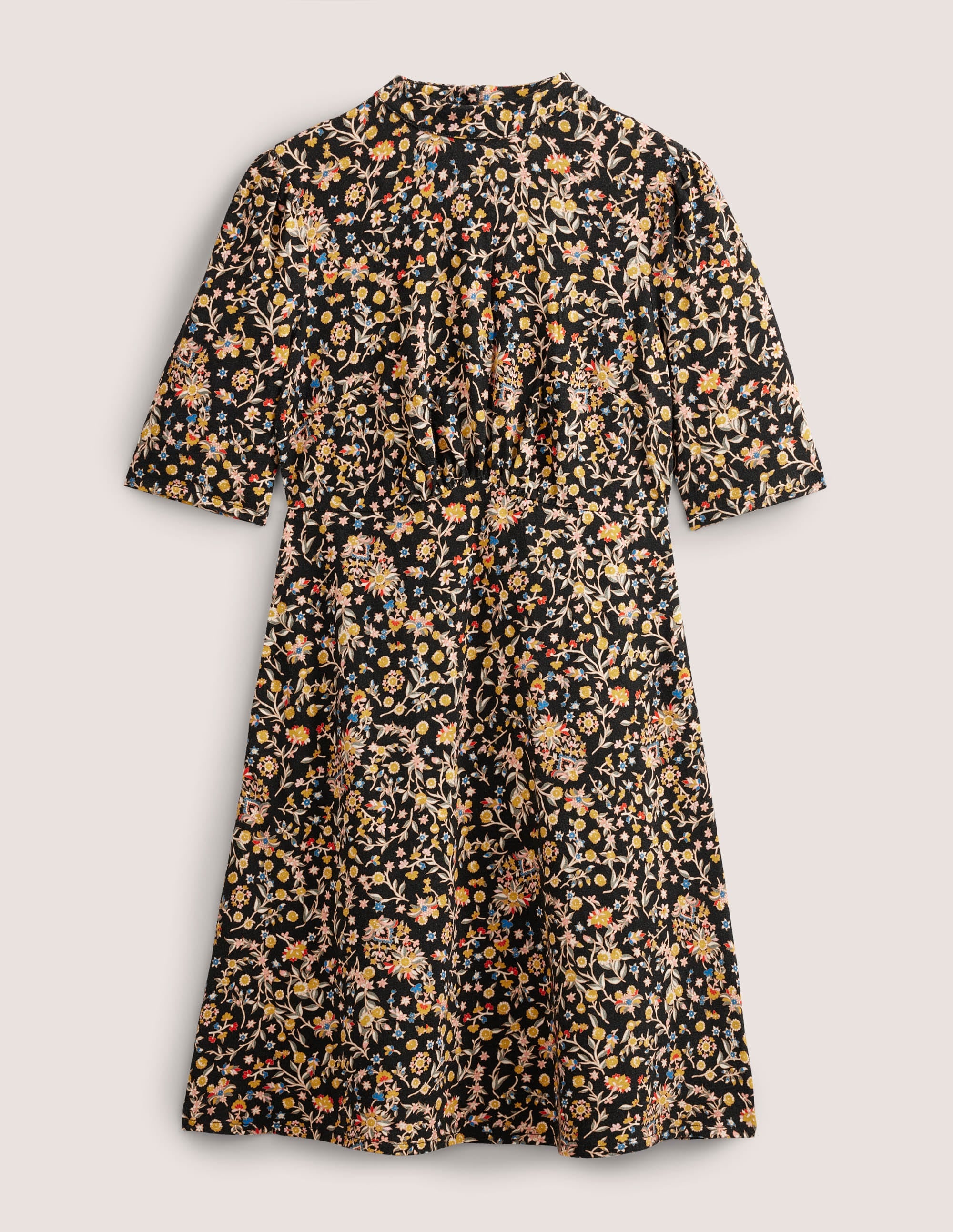 Jersey-Minikleid-Schwarz, Wildblumen-Paisleymuster - Image 4