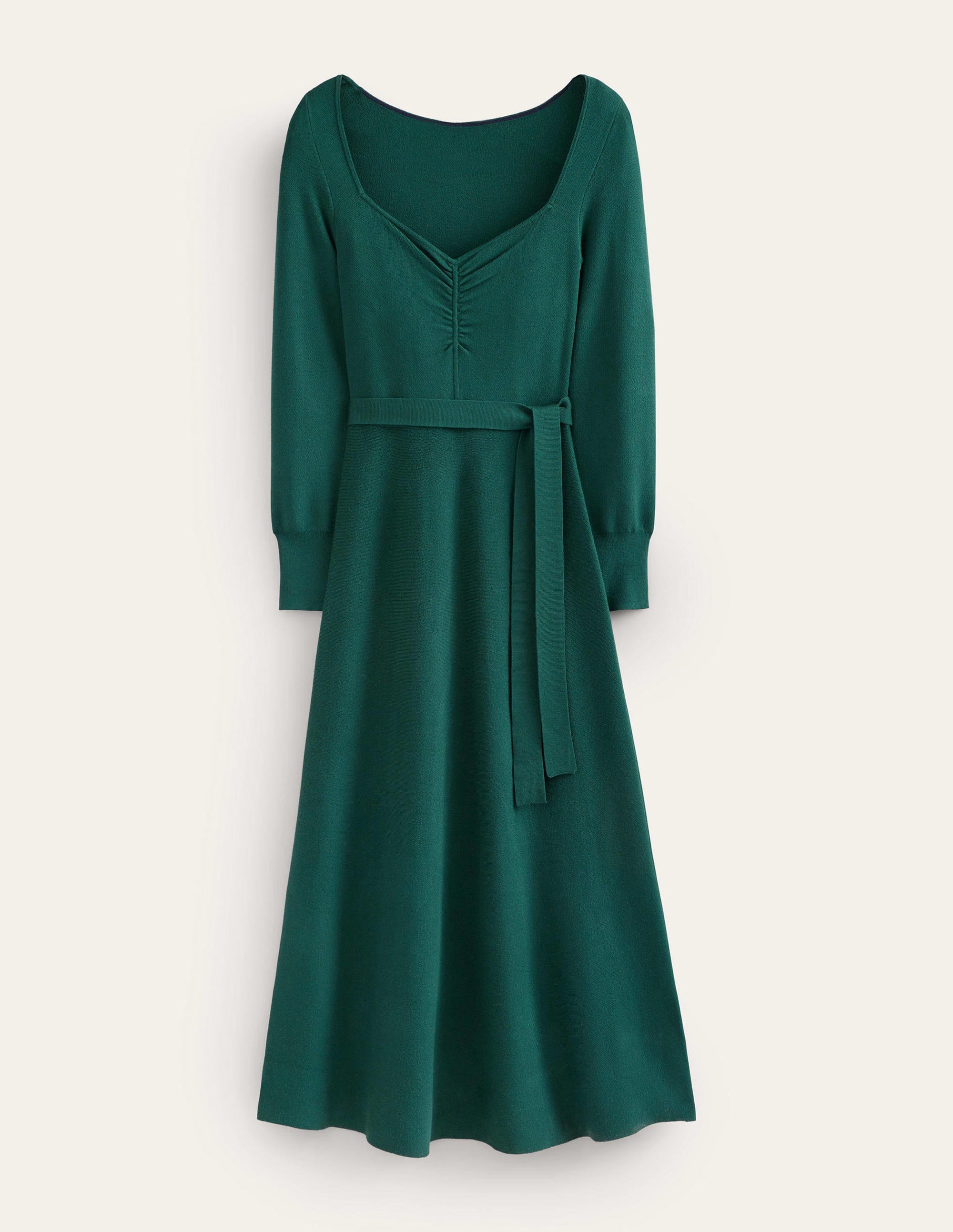 Robe midi avec encolure en cœur-Émeraude nocturne - Image 6