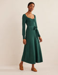 Robe midi avec encolure en cœur-Émeraude nocturne