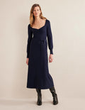 Sweetheart Midi Knitted Dress-Navy