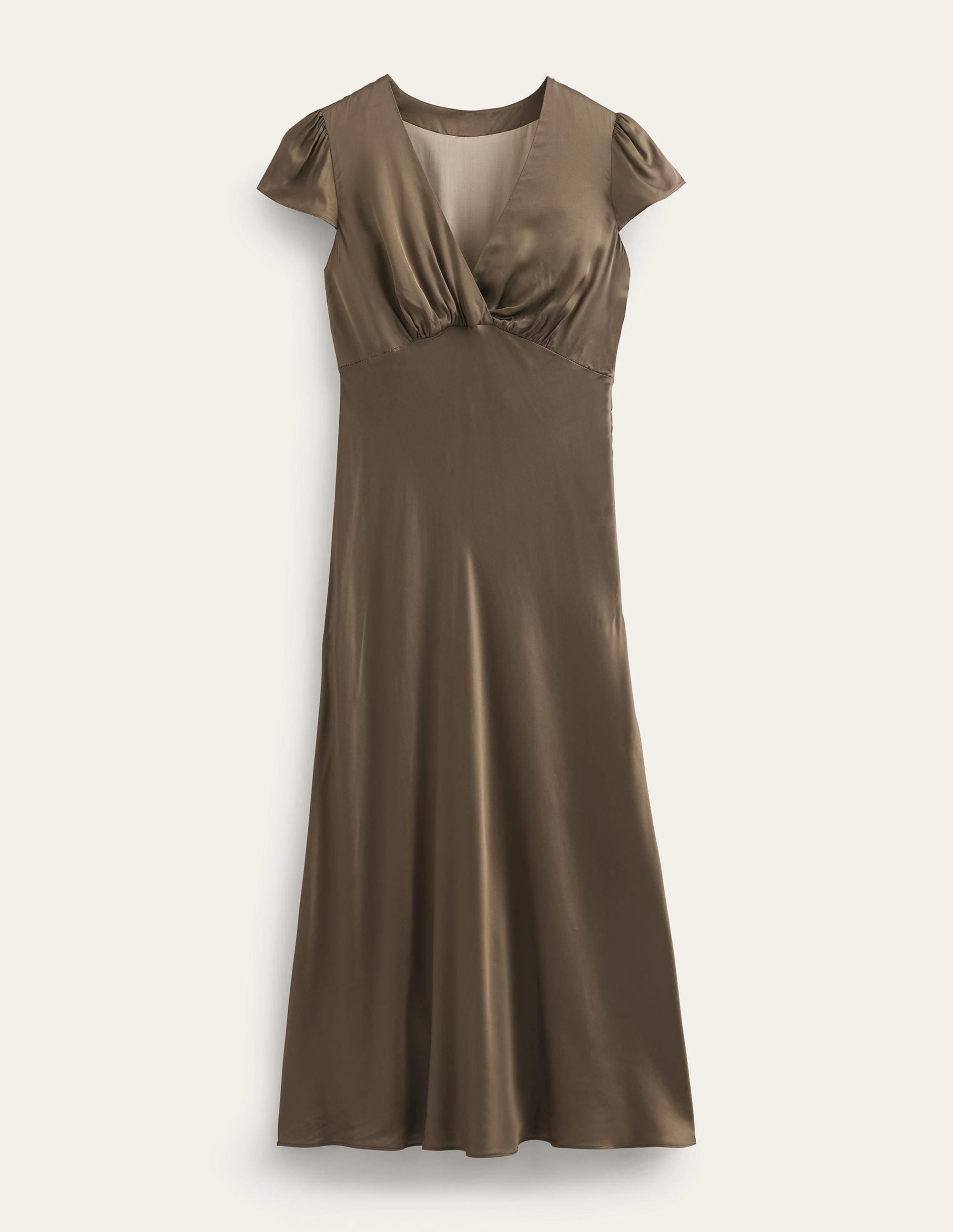 Empire-Midikleid aus Satin-Khaki - Image 5