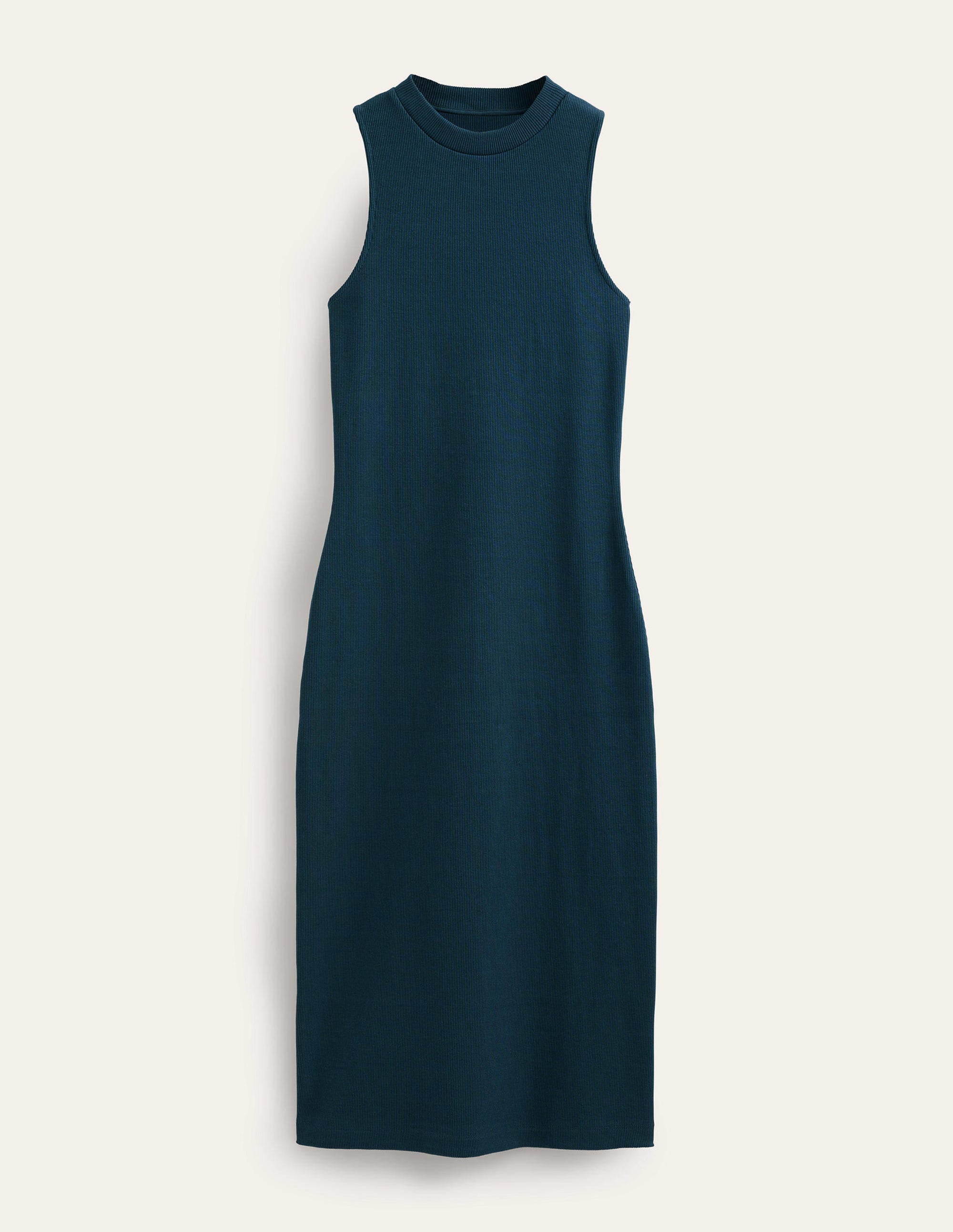 Rippstrick-Midikleid aus Jersey mit Racer-Ausschnitt-Tintenblau - Image 5
