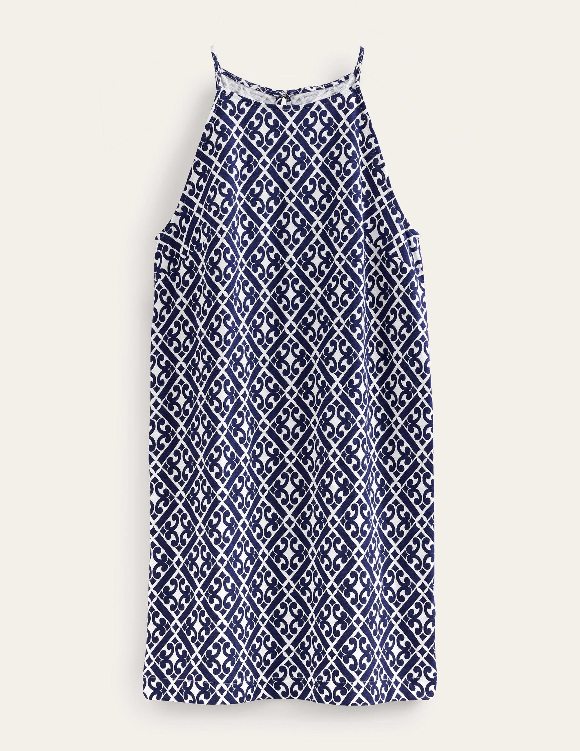 Jersey-Minikleid mit Racer-Ausschnitt-Berliner Blau, Geometrisches Muster - Image 8