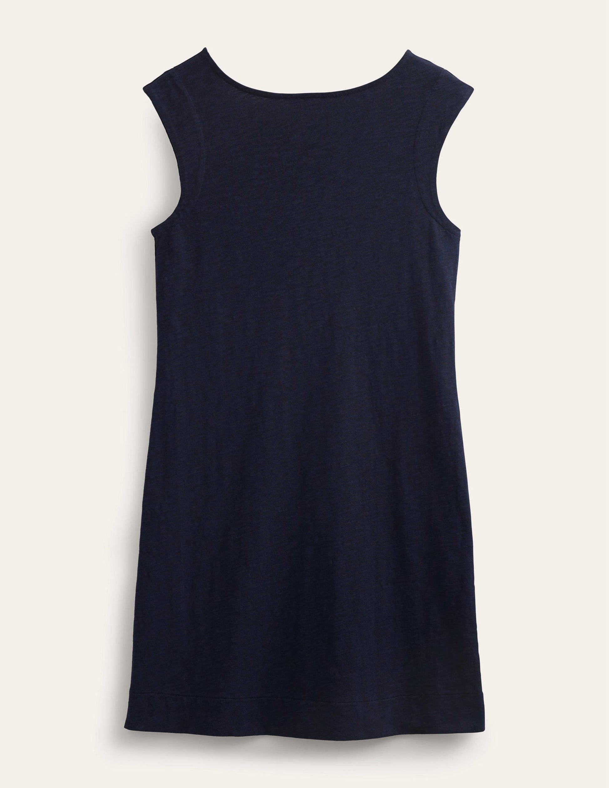 Ärmelloses Jersey-Etuikleid-Marineblau-5