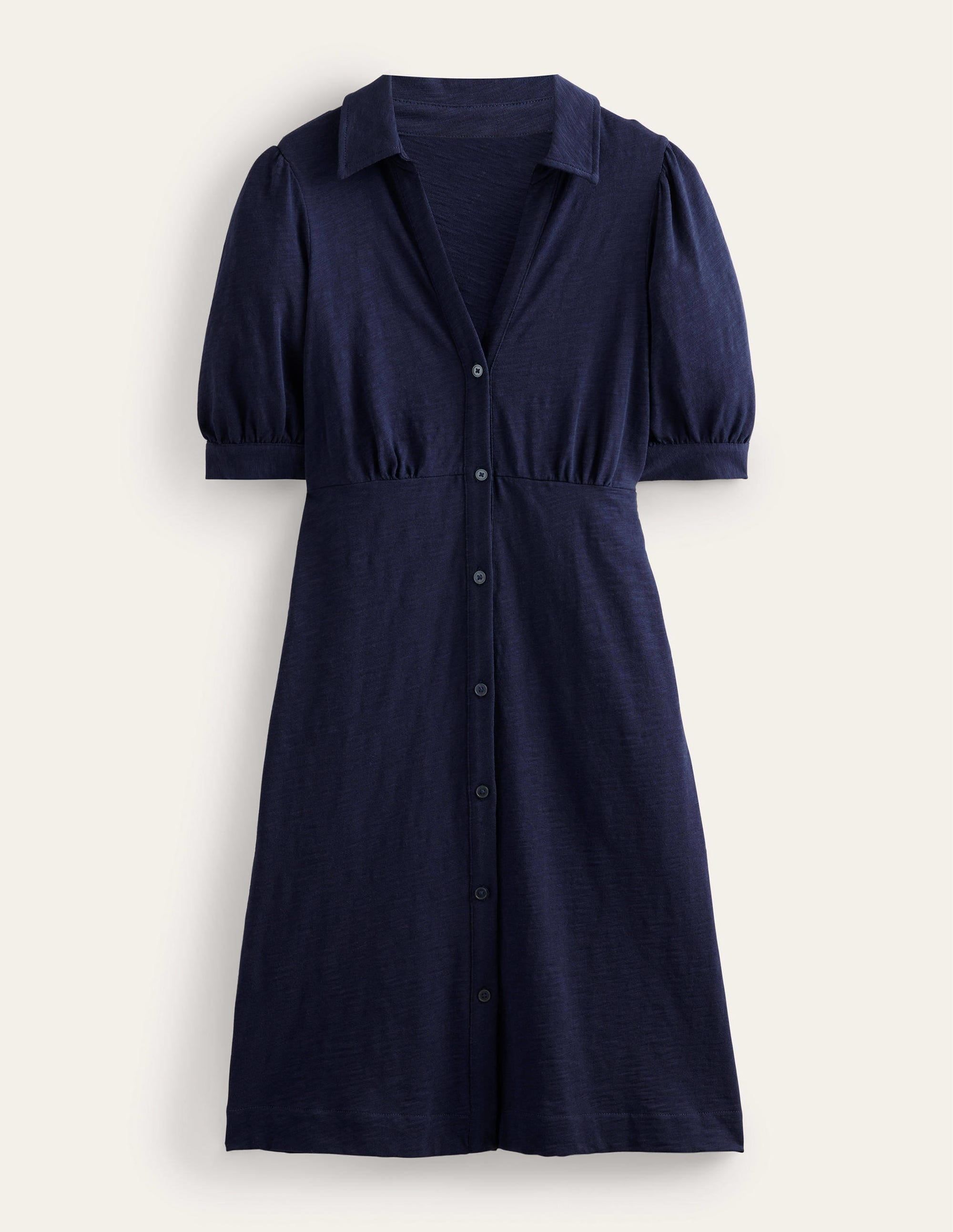 Mini-robe boutonnée style 40s-Bleu marine - Image 5