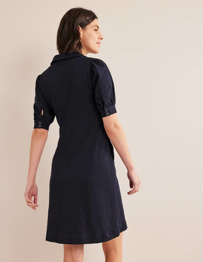 Minikleid mit Knopfleiste-Marineblau-3