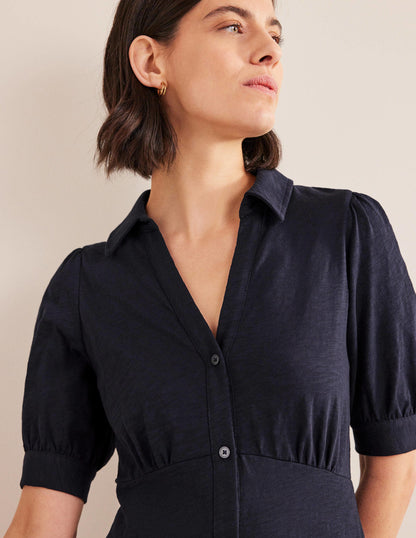 Minikleid mit Knopfleiste-Marineblau-4