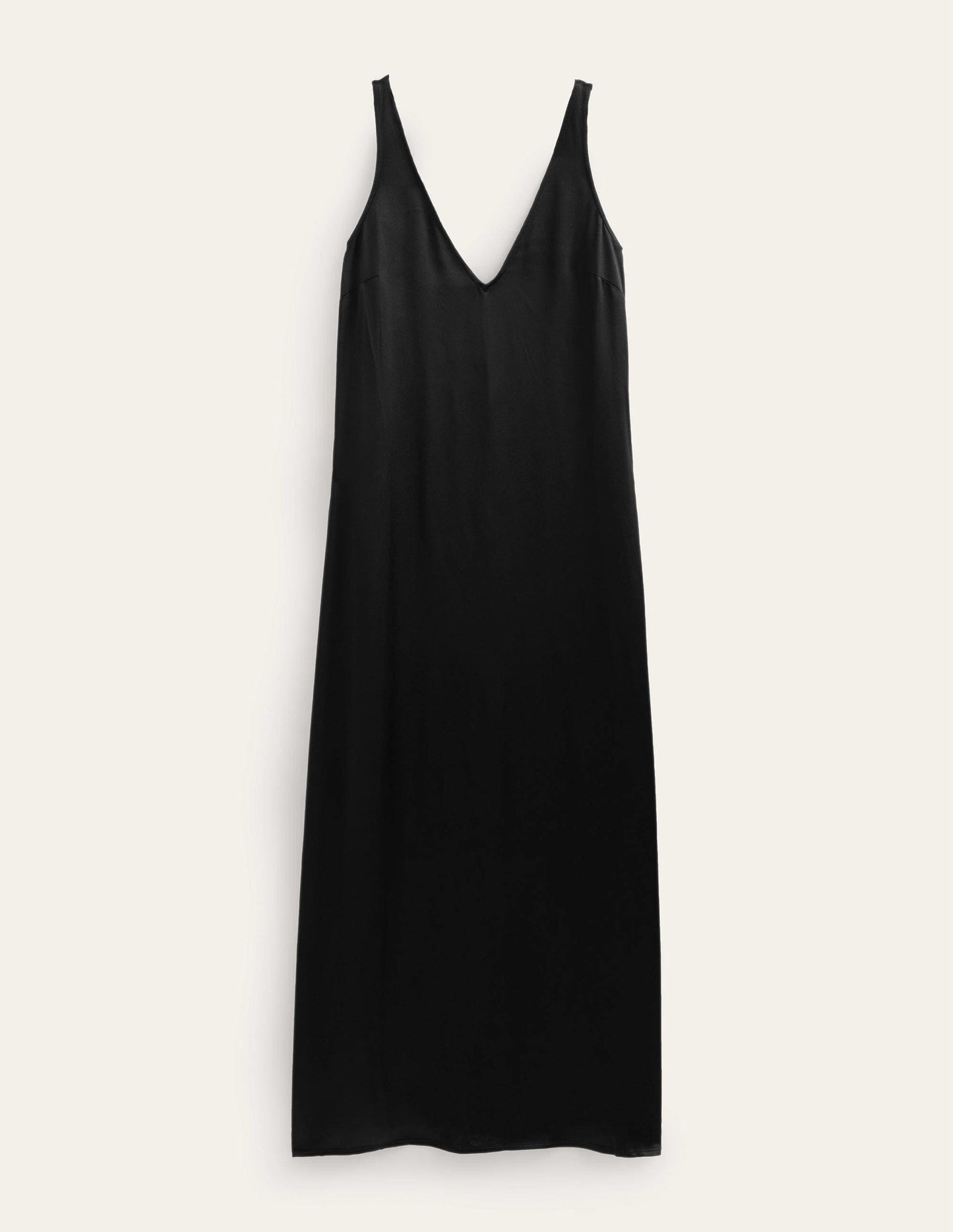 Satin-Maxikleid zum Hineinschlüpfen-Schwarz