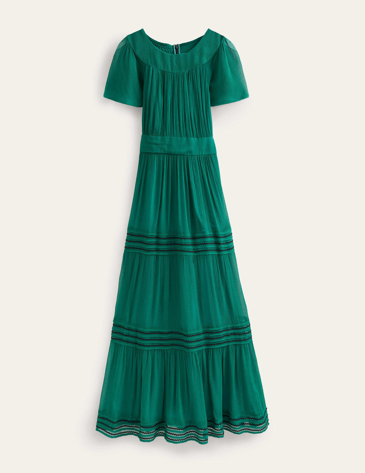 Maxikleid mit Bortendetail-Waldgrün - Image 5