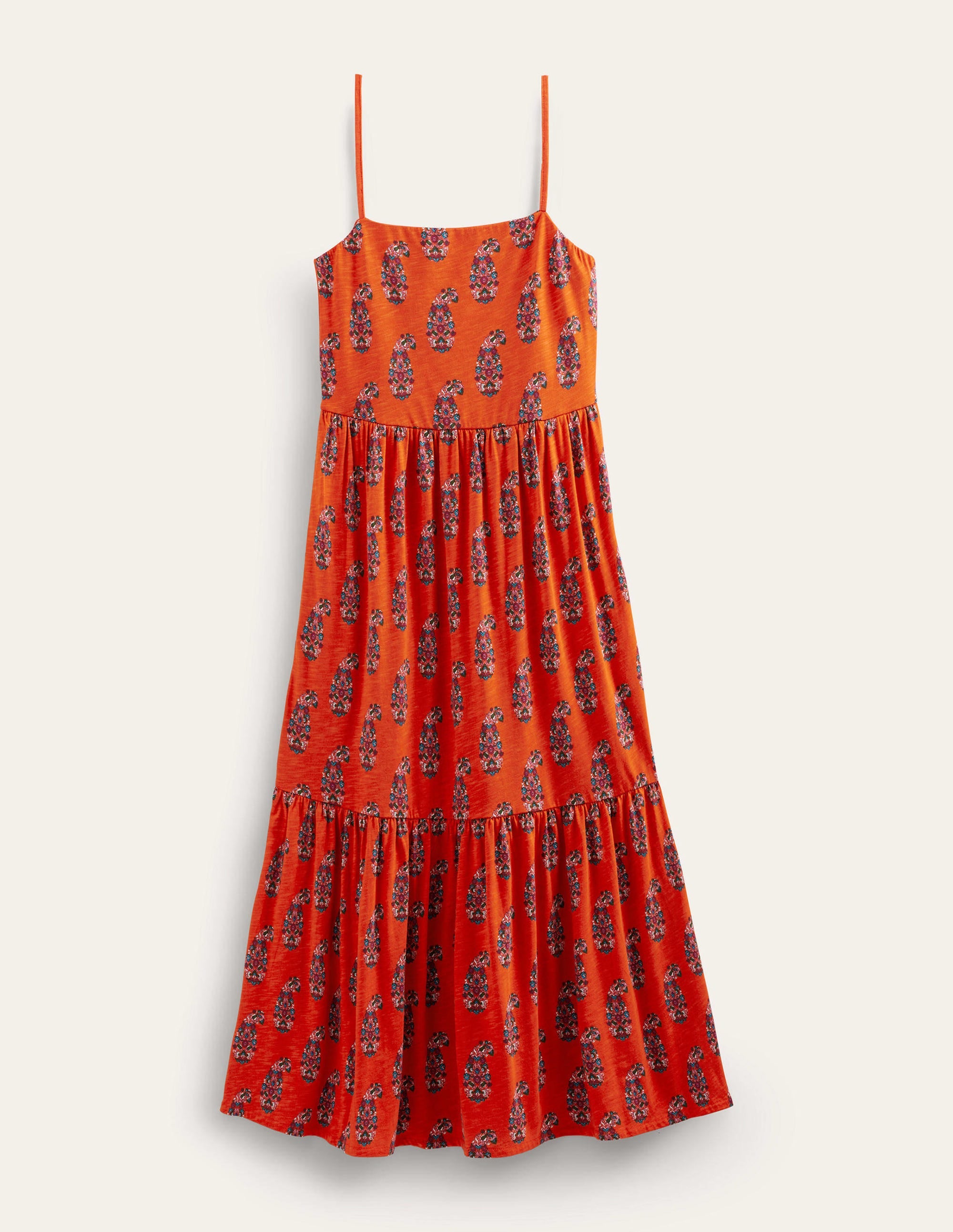 Jersey-Midikleid mit Trägern-Blutorange, Paisleymuster - Image 5
