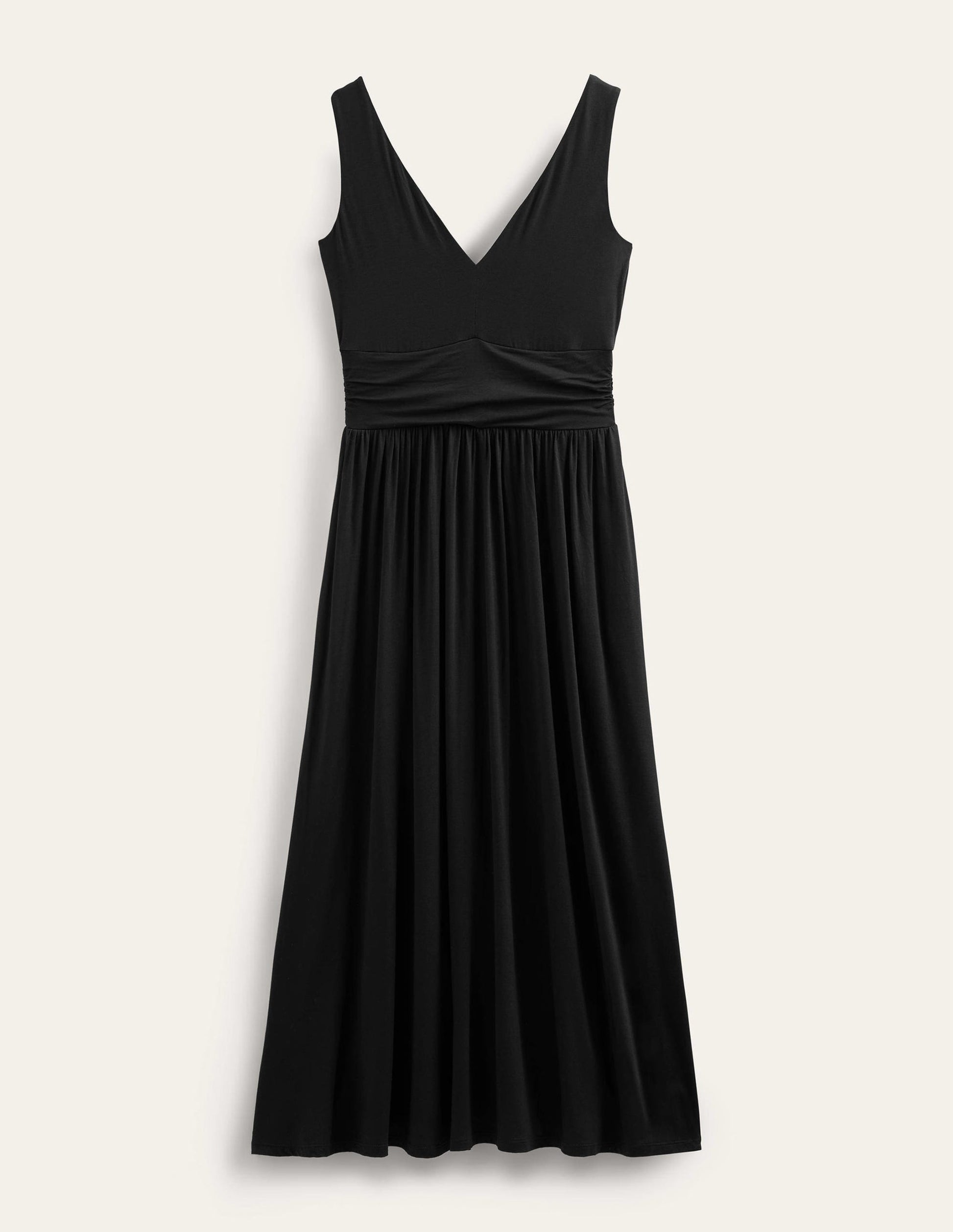 Ärmelloses Jersey-Maxikleid-Schwarz-5