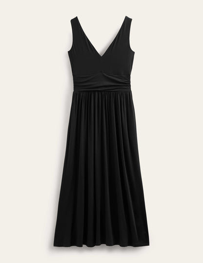 Ärmelloses Jersey-Maxikleid-Schwarz-5