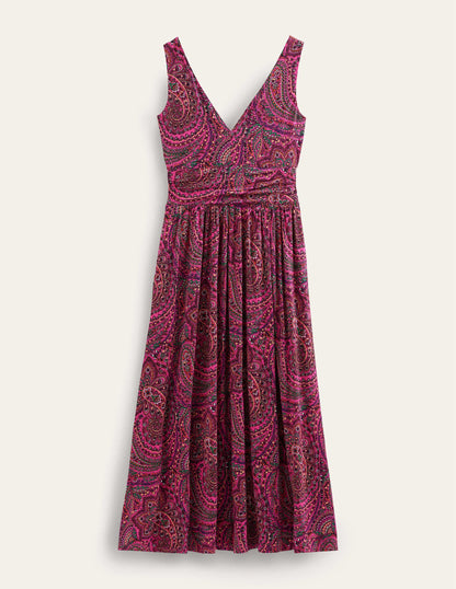 Ärmelloses Jersey-Maxikleid-Sattes Pink, Wirbelmuster-8
