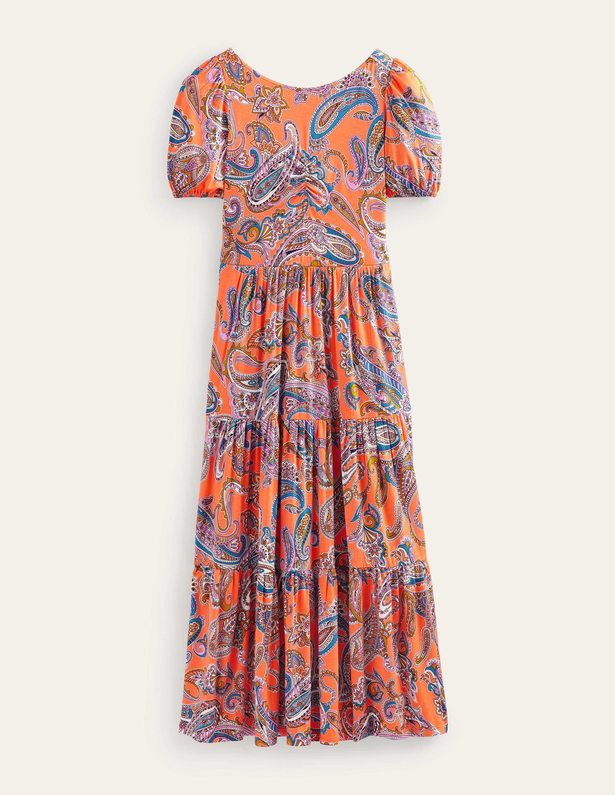 Cutout-Back Jersey Maxi Dress-Orange Jelly, Paradise Pop - Image 5