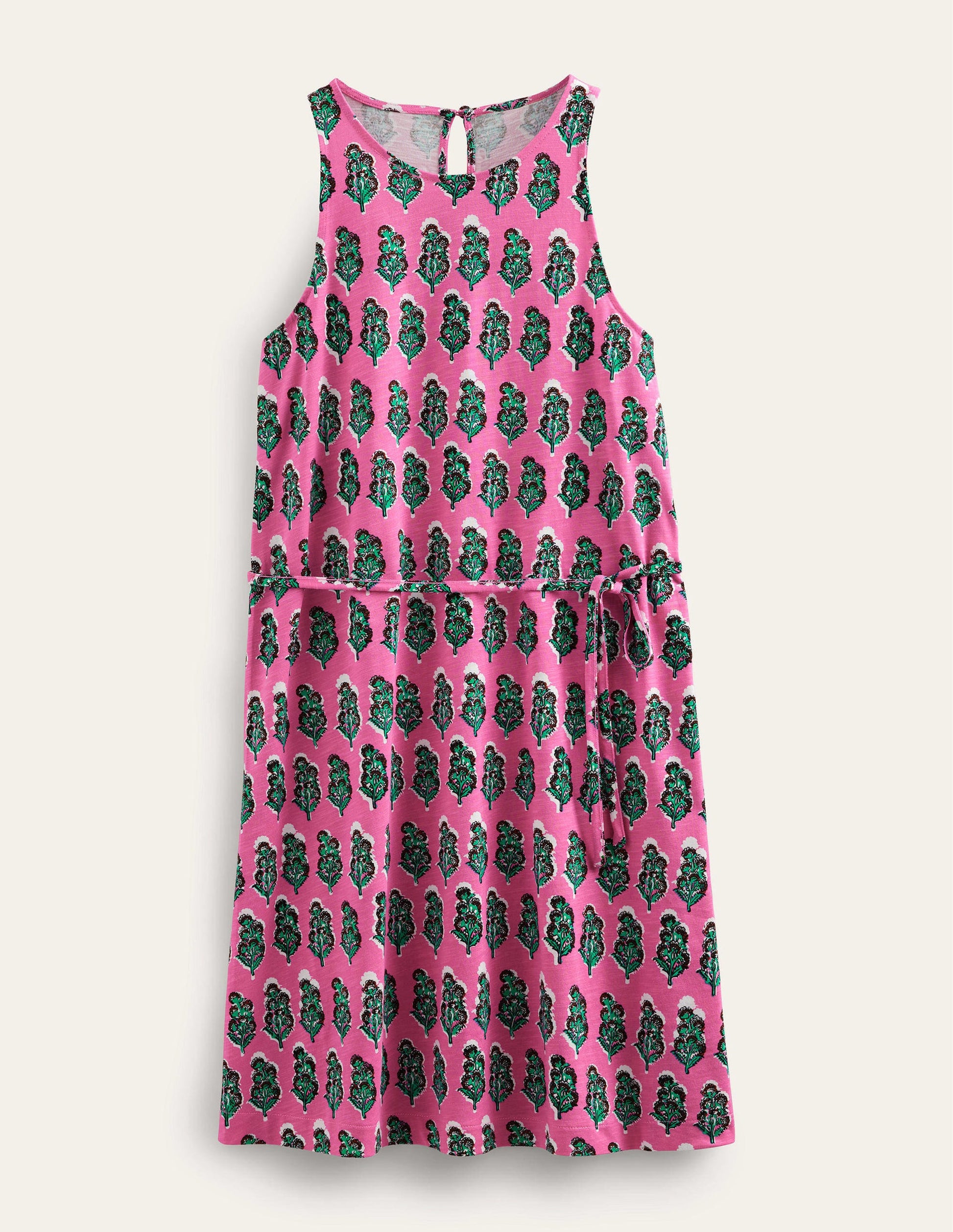 Swingkleid aus Jersey-Festivalrosa, Kunstvolle Blumen-5