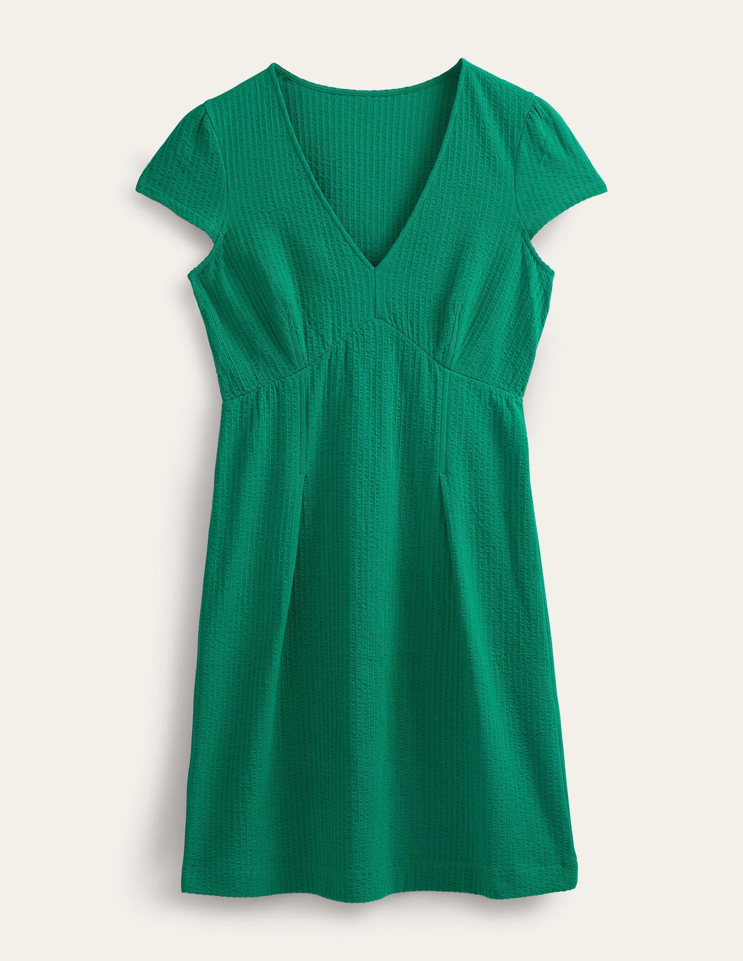 Seersucker Jersey Tea Dress-Bright Emerald