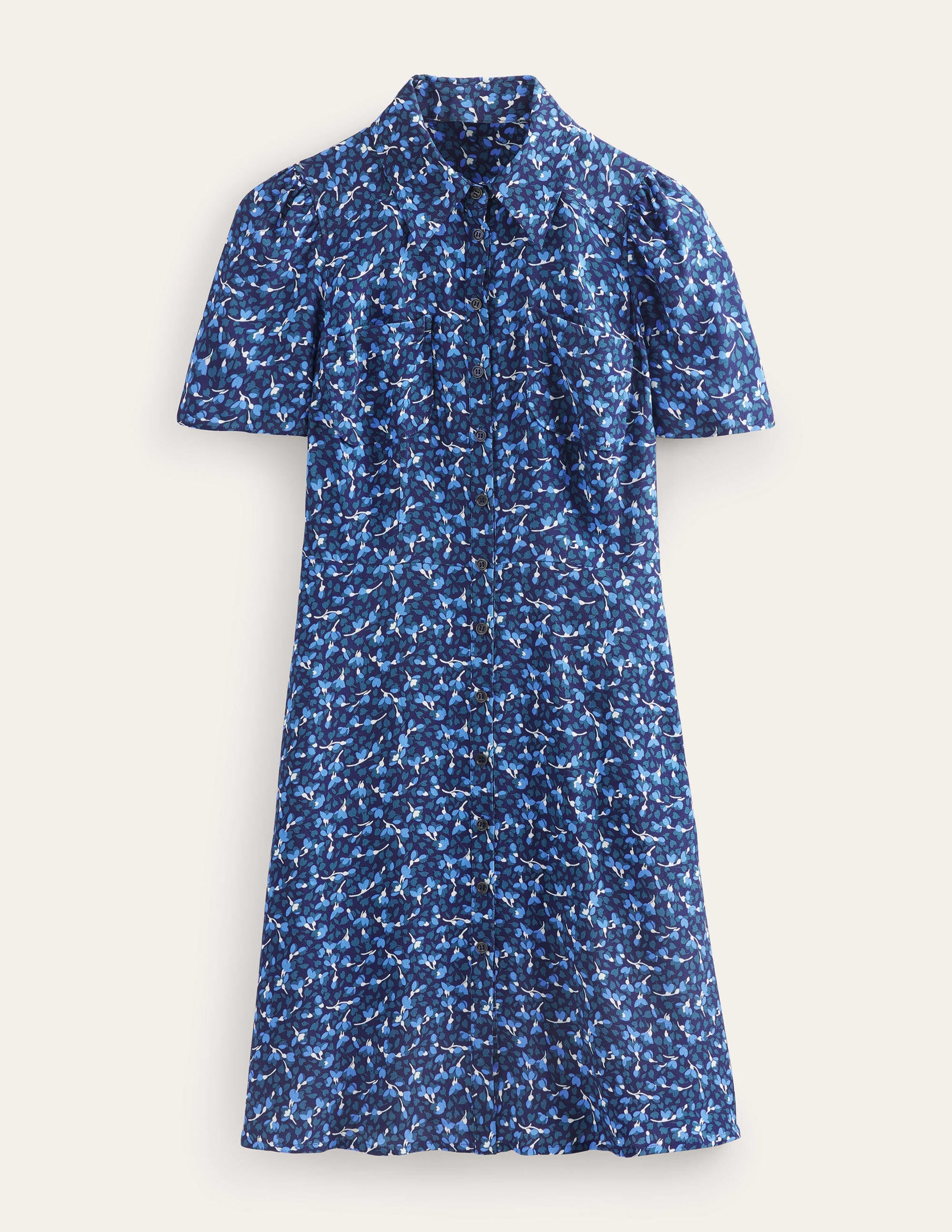Robe-chemise Clara-Bleu marine foncé, motif Flora - Image 10