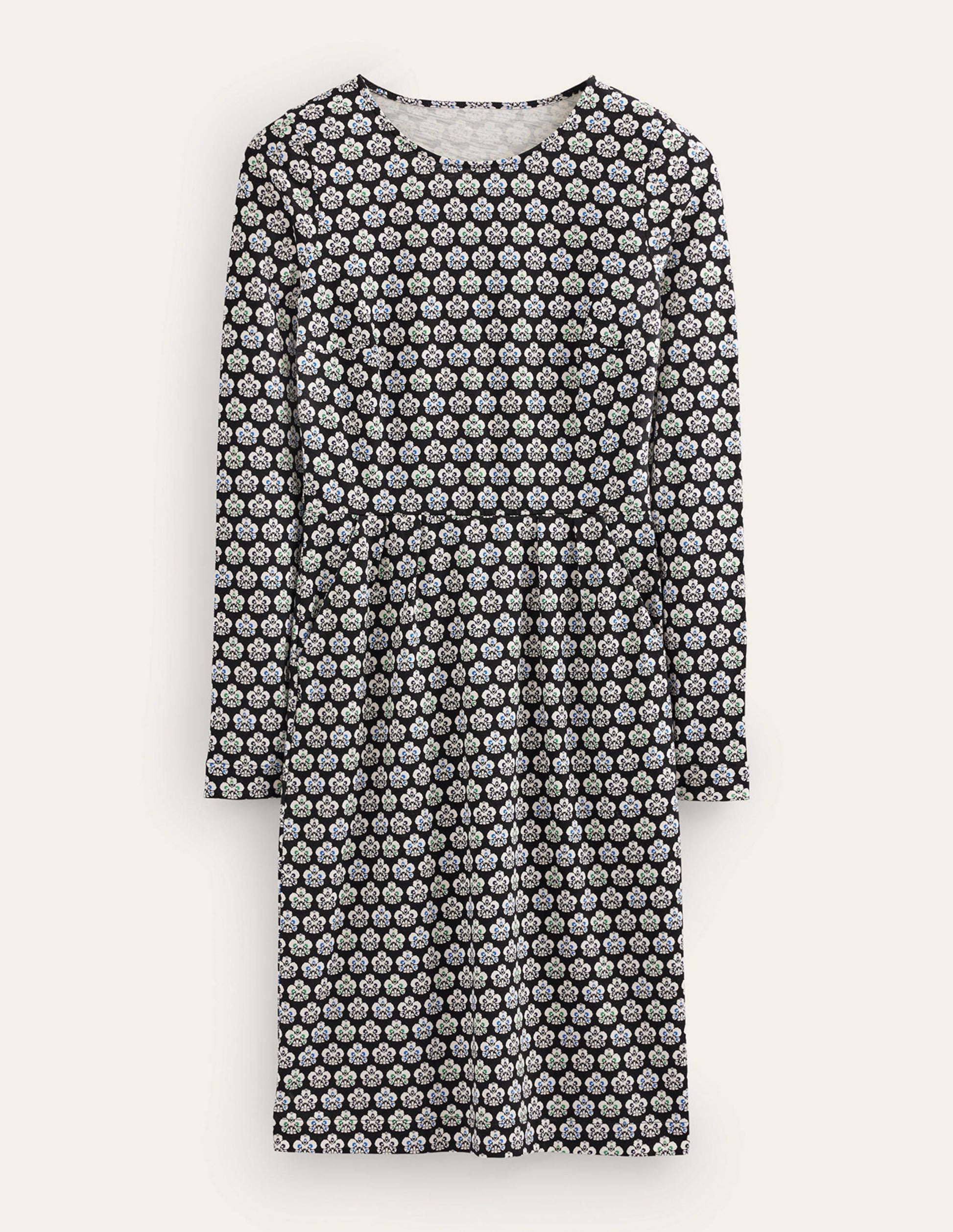Penelope Jersey-Kleid-Schwarz, Nelkenabdruck-6