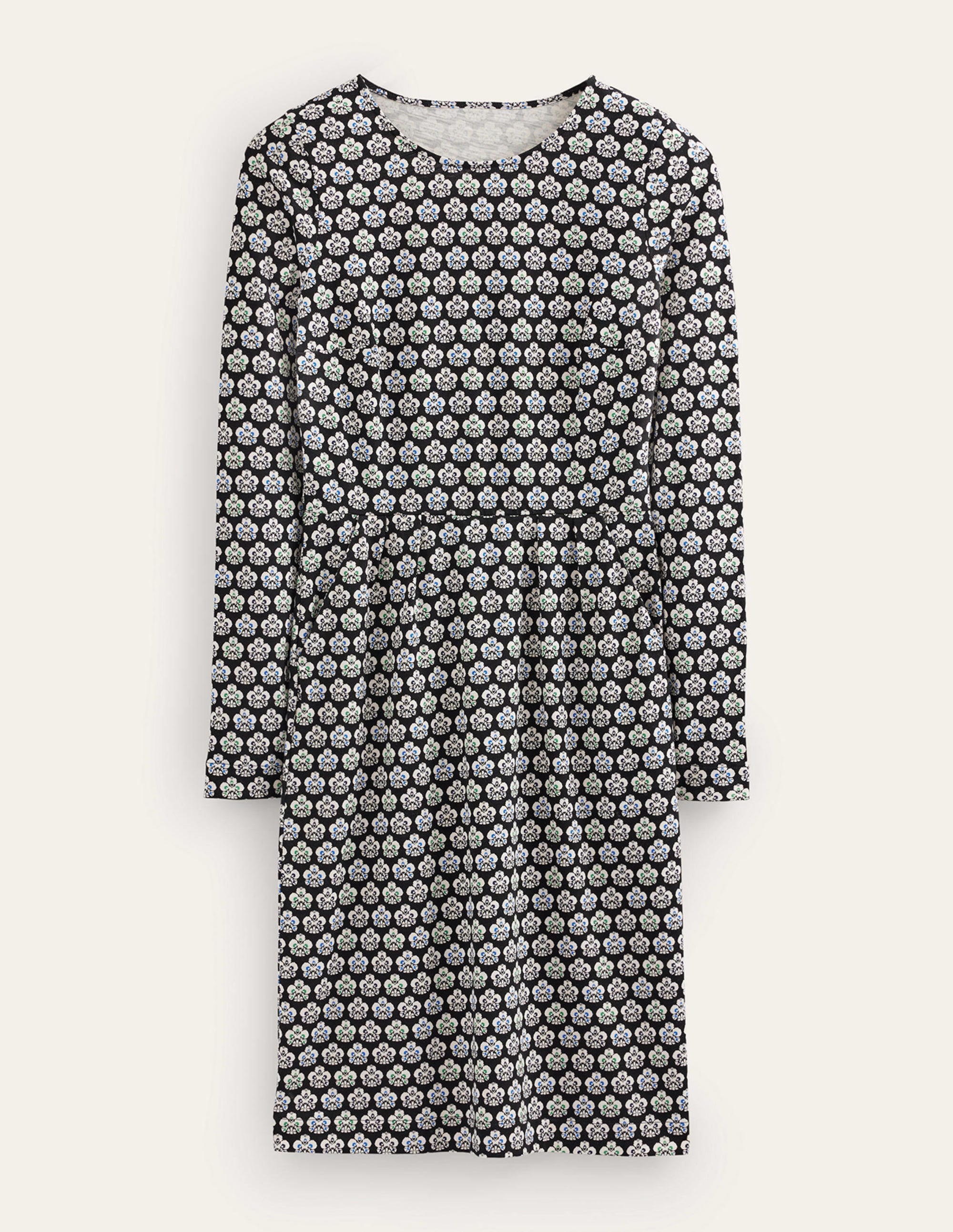 Penelope Jersey-Kleid-Schwarz, Nelkenabdruck - Image 6
